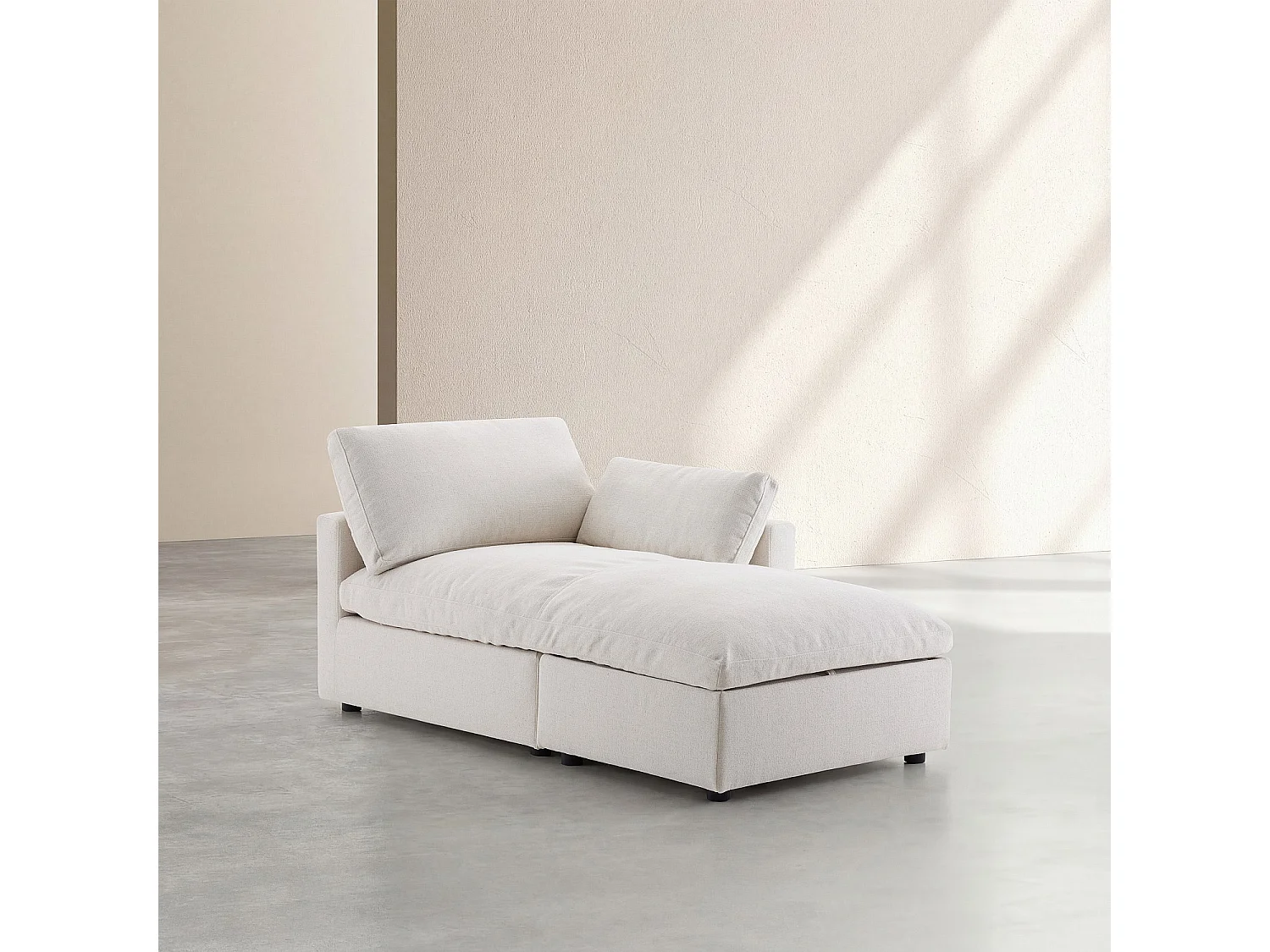 Méridienne coffre réversible en tissu - Ivoire