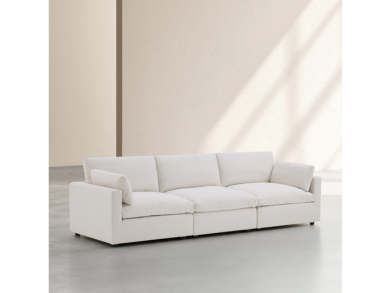 Canapé 4 places modulable en tissu - Ivoire