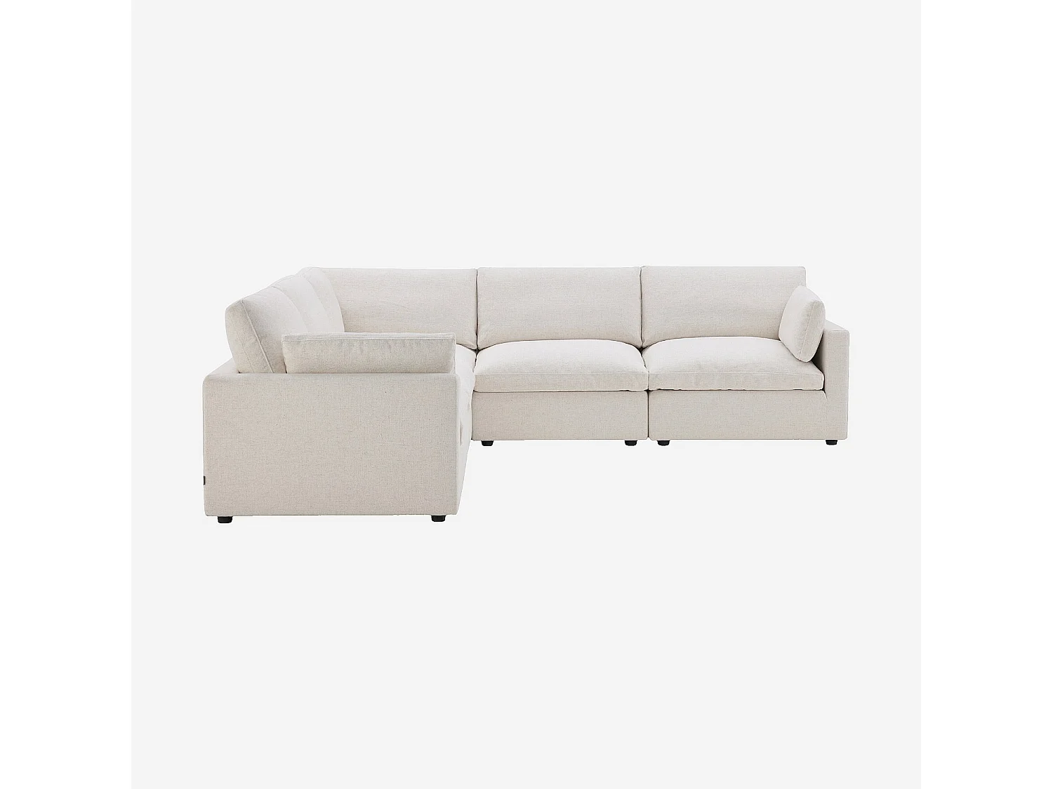 Canapé d'angle 6 places modulable en tissu - Ivoire