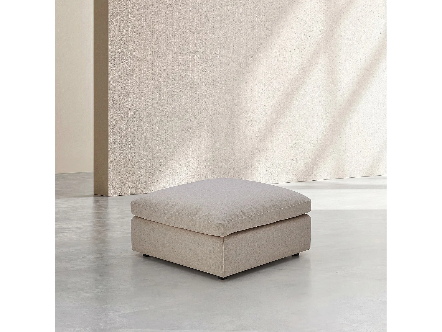 Canapé 4 places modulable avec repose pieds en tissu - Taupe