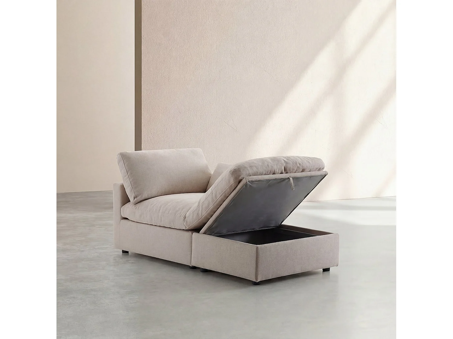 Grand canapé d'angle 7 places modulable en tissu - Taupe