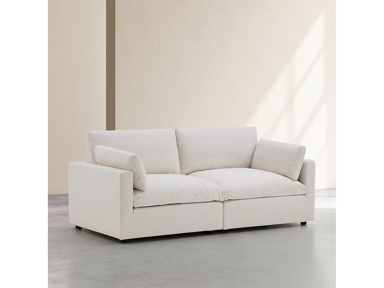 Canapé 3 places modulable en tissu - Ivoire