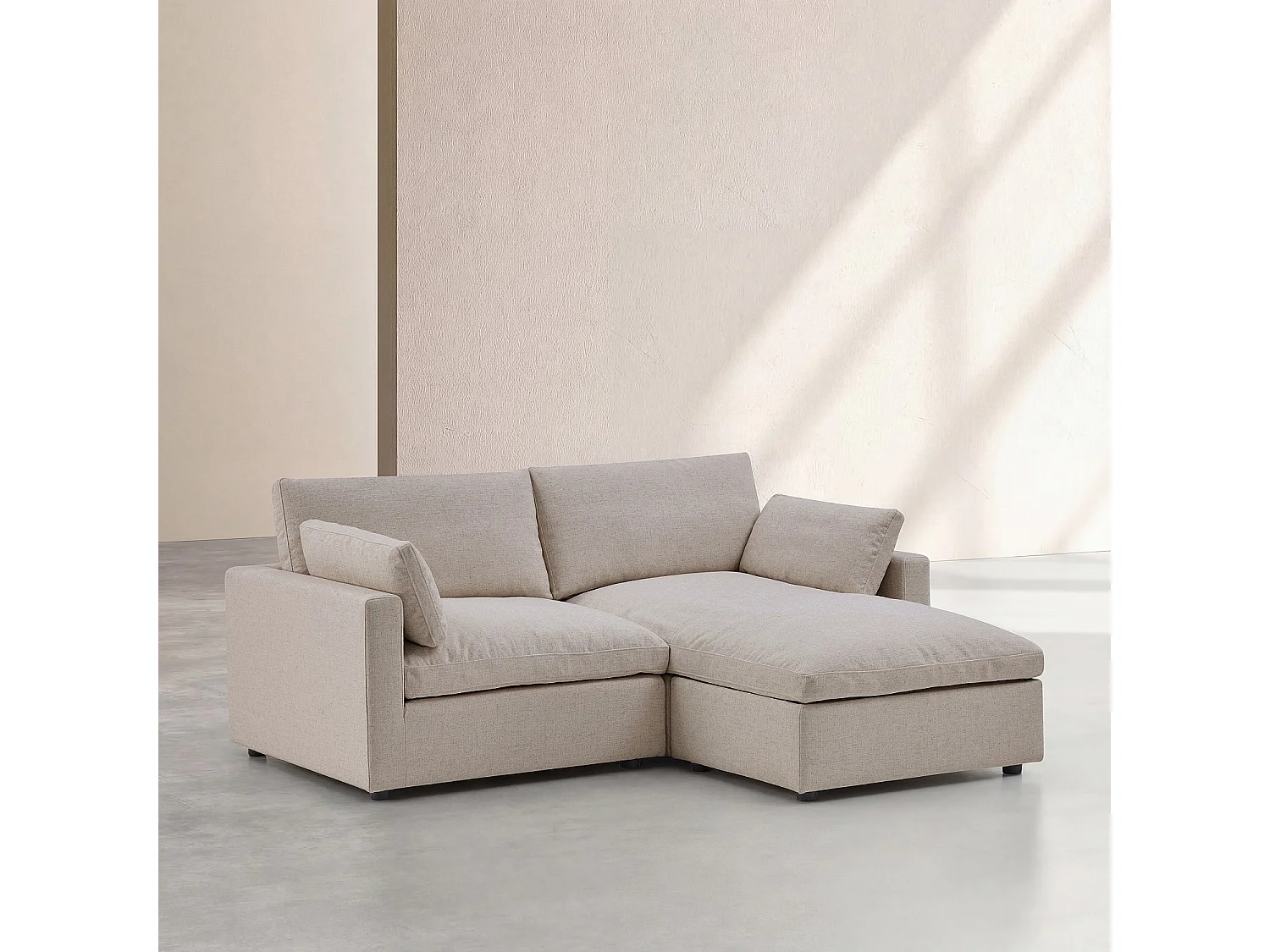 Canapé d'angle 3 places réversible en tissu taupe