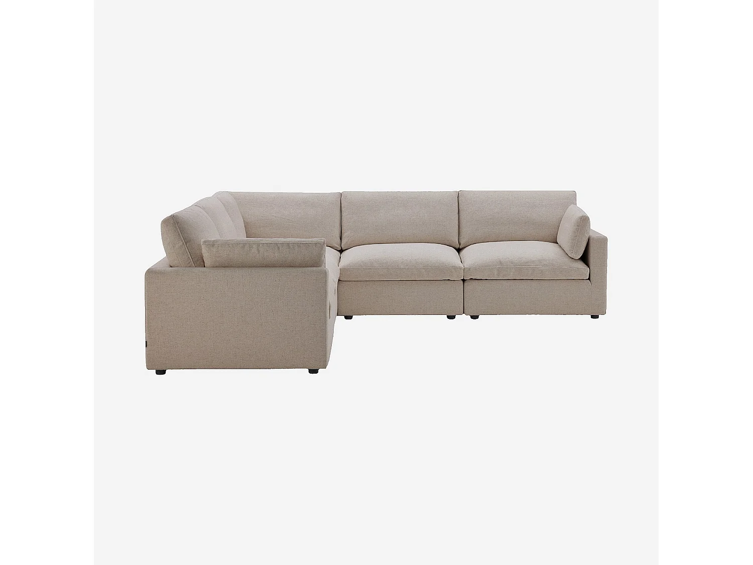 Canapé d'angle 6 places modulable en tissu - Taupe