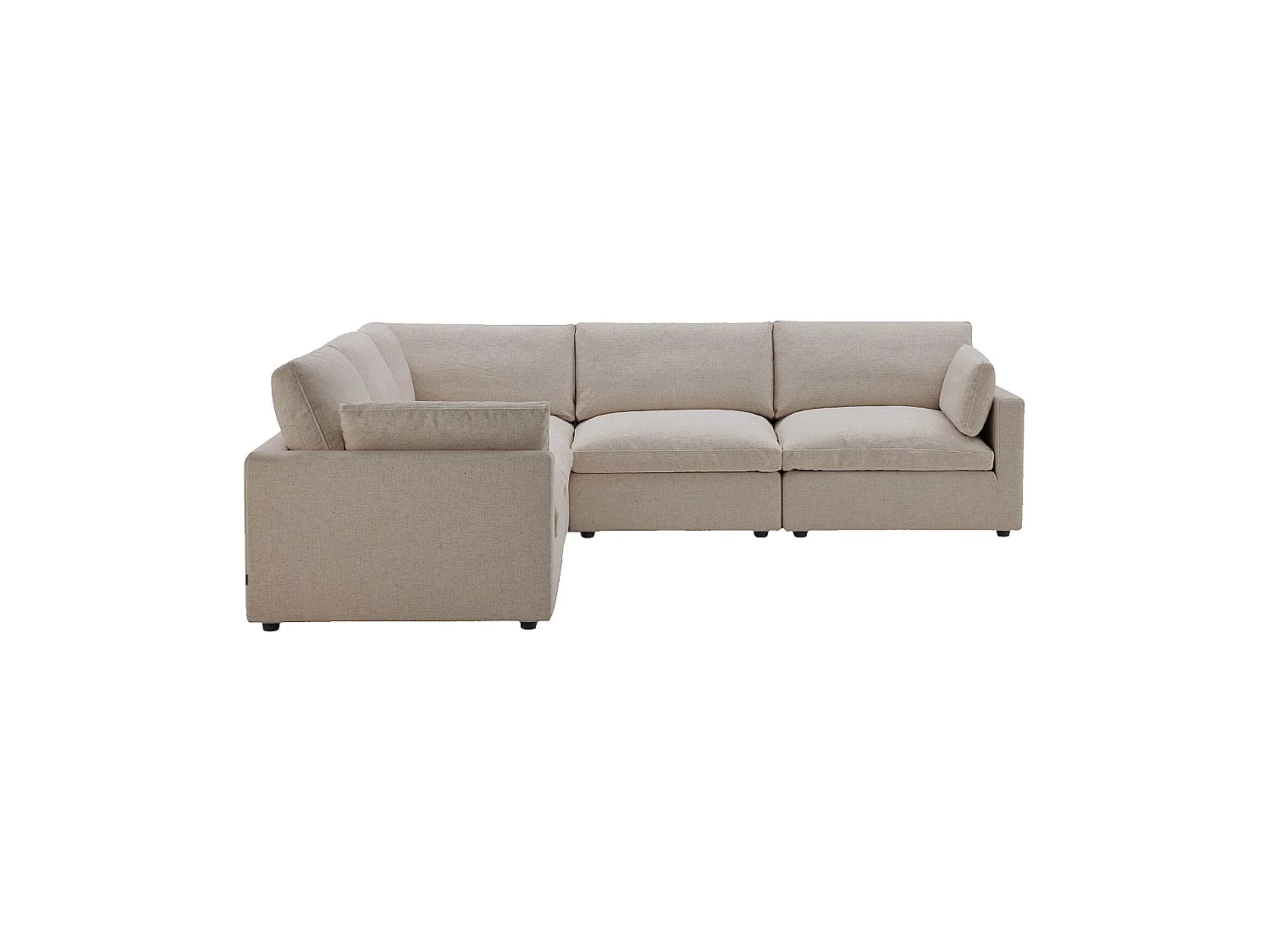 Canapé d'angle 6 places en tissu taupe