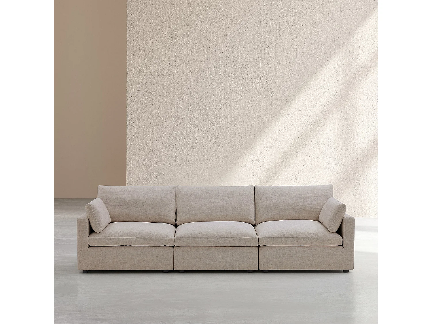 Canapé 4 places modulable en tissu - Taupe