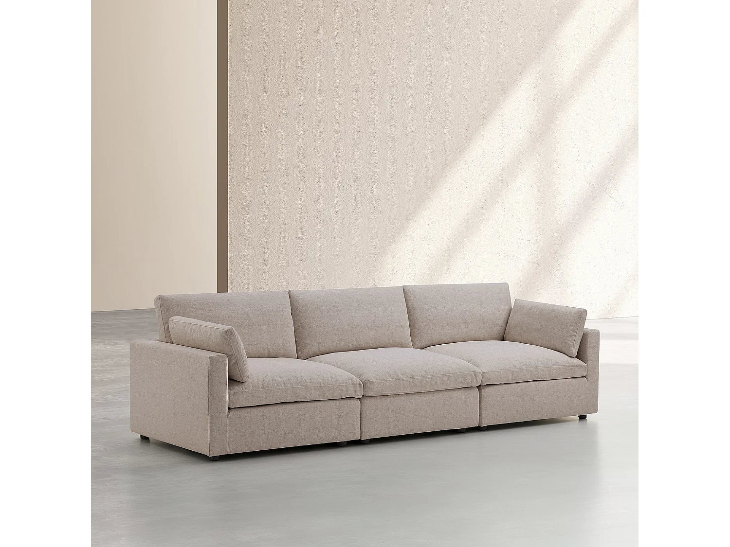 Canapé 4 places modulable en tissu - Taupe