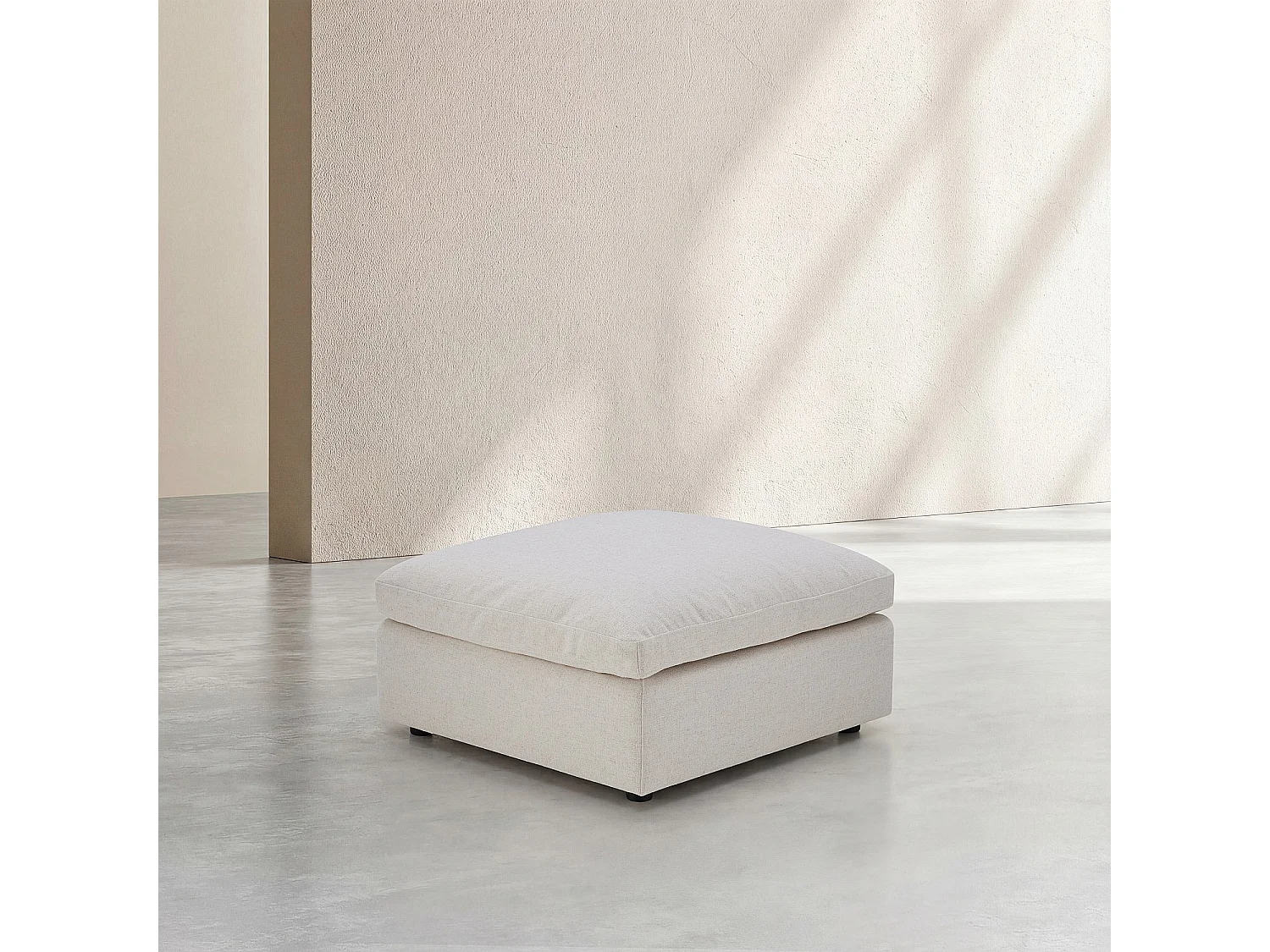 Canapé 4 places modulable avec repose pieds en tissu - Ivoire