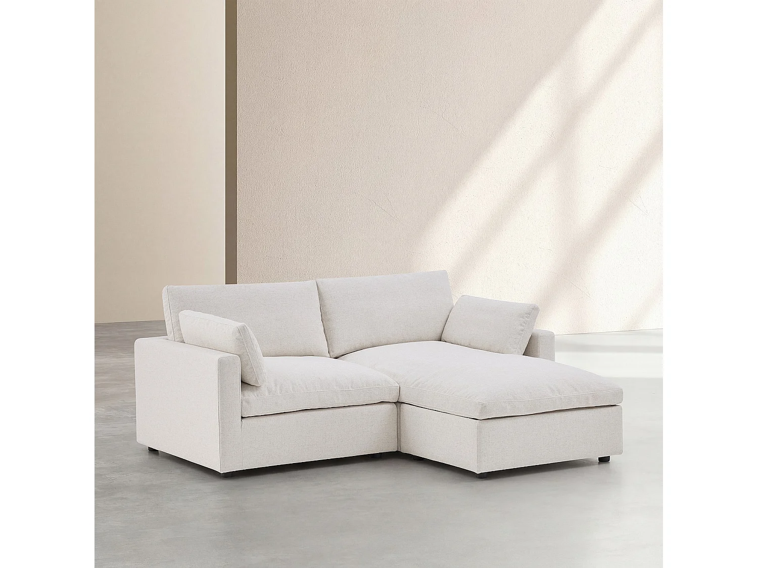 Canapé d'angle réversible 3 places modulable en tissu - Ivoire