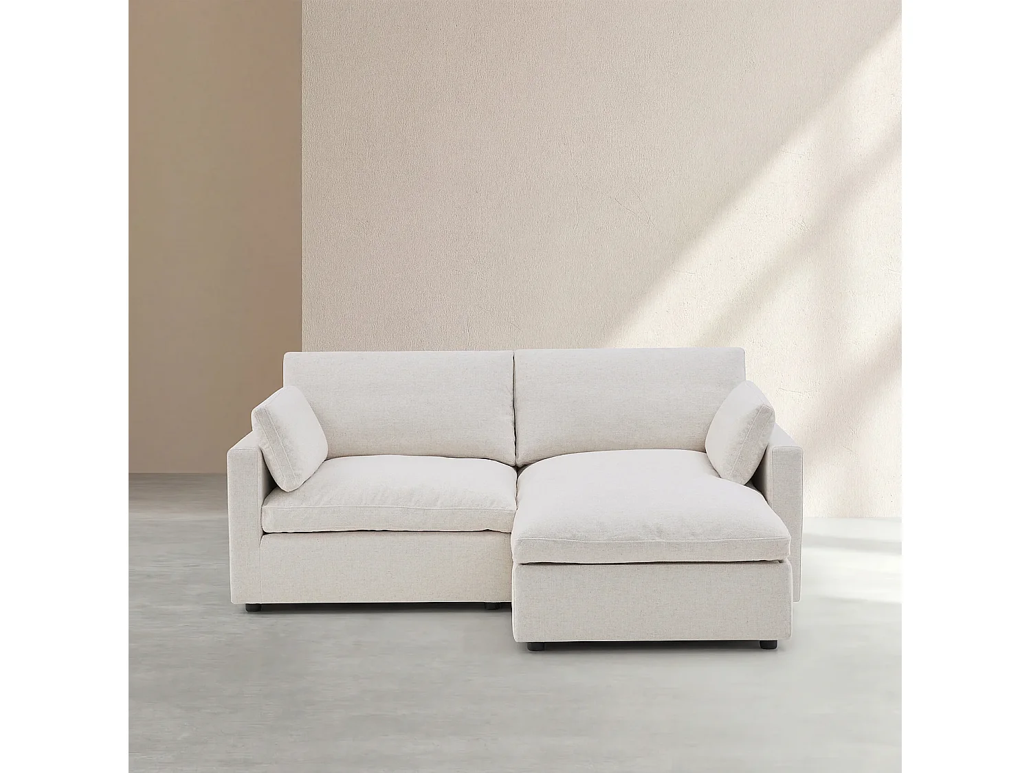 Canapé d'angle réversible 3 places modulable en tissu - Ivoire