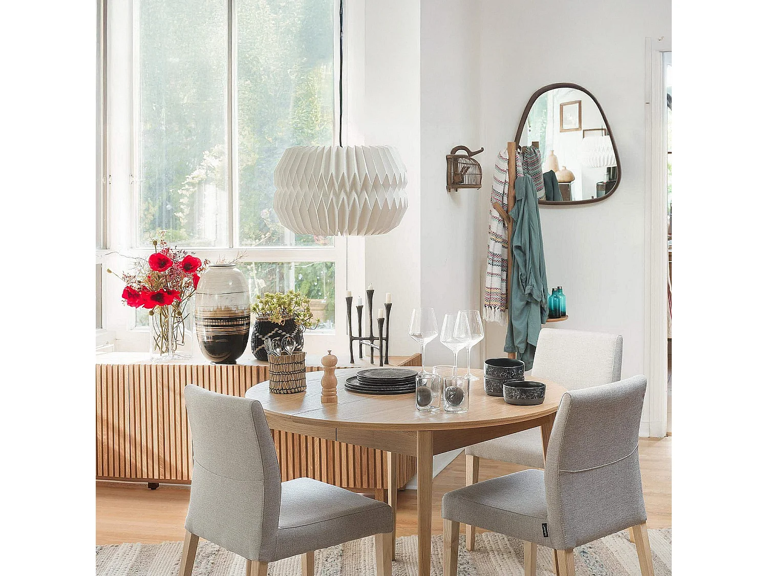Habitat - Table ronde extensible en chêne - Naturel - Moder II
