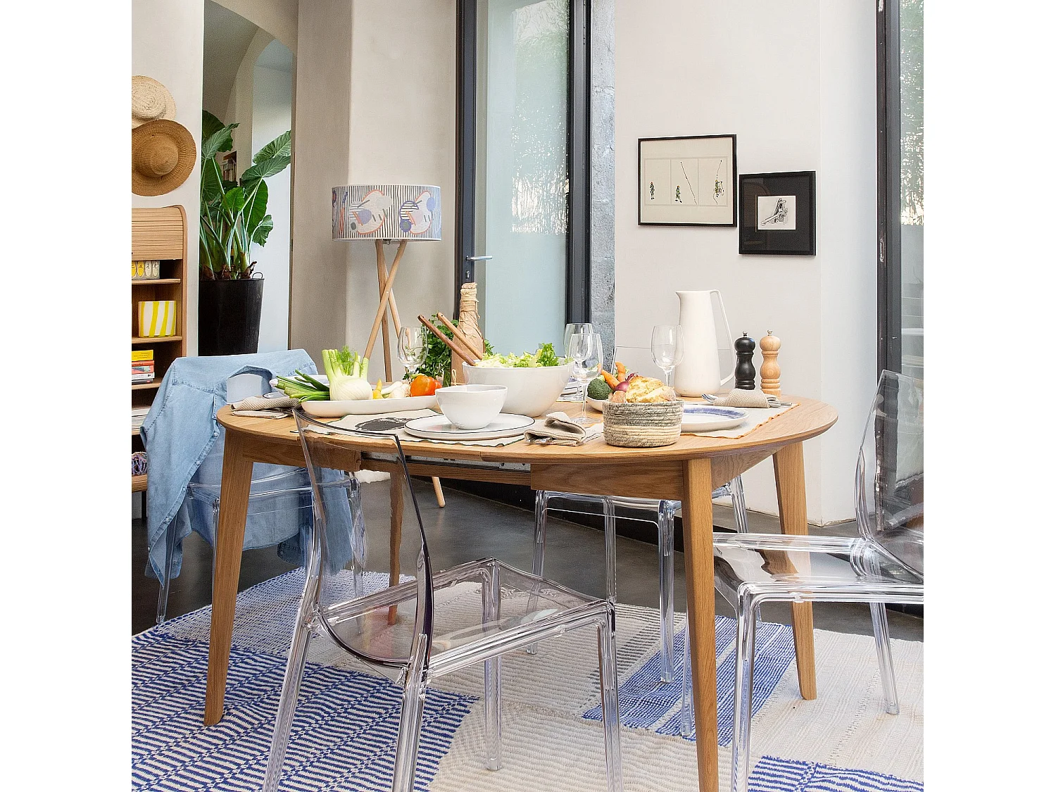 Habitat - Table ronde extensible en chêne - Naturel - Moder II