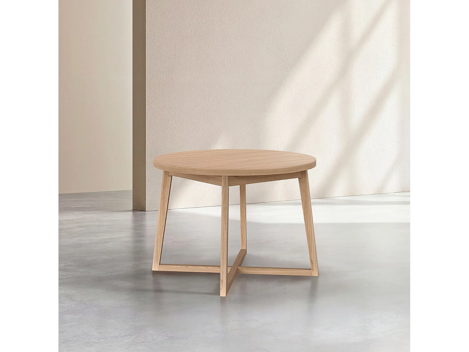 Habitat - Table ronde extensible en chêne - Naturel - Meduno