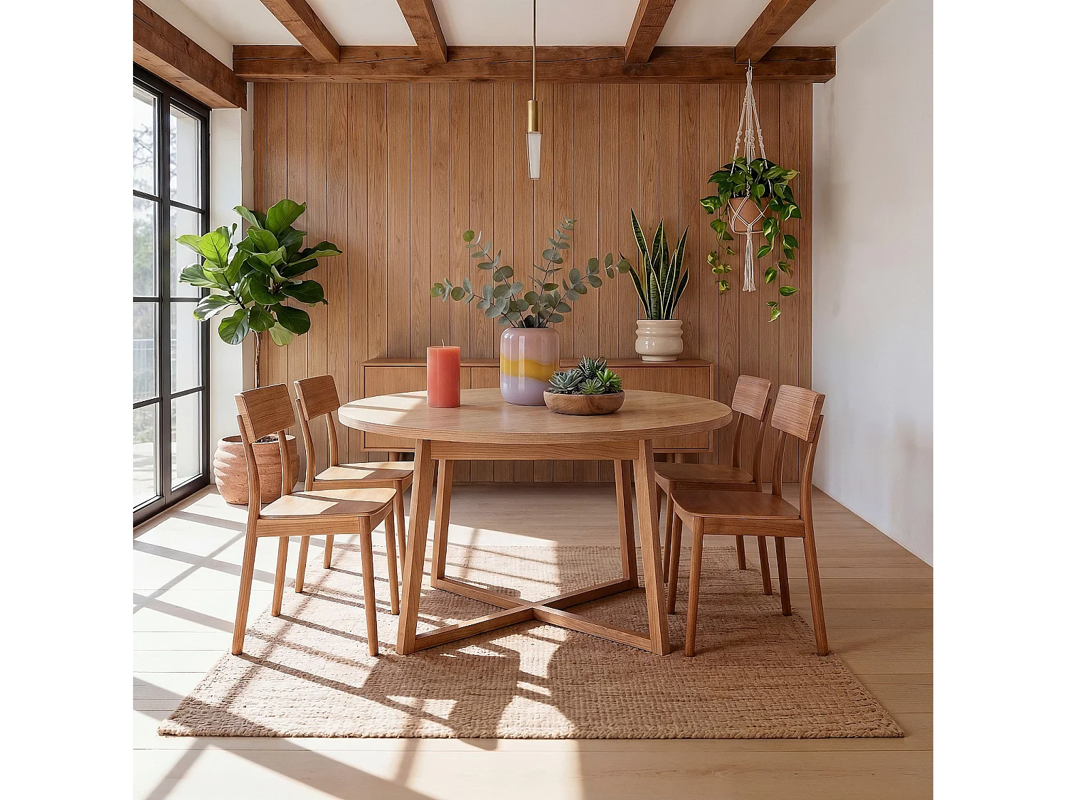 Habitat - Table ronde extensible en chêne - Naturel - Meduno