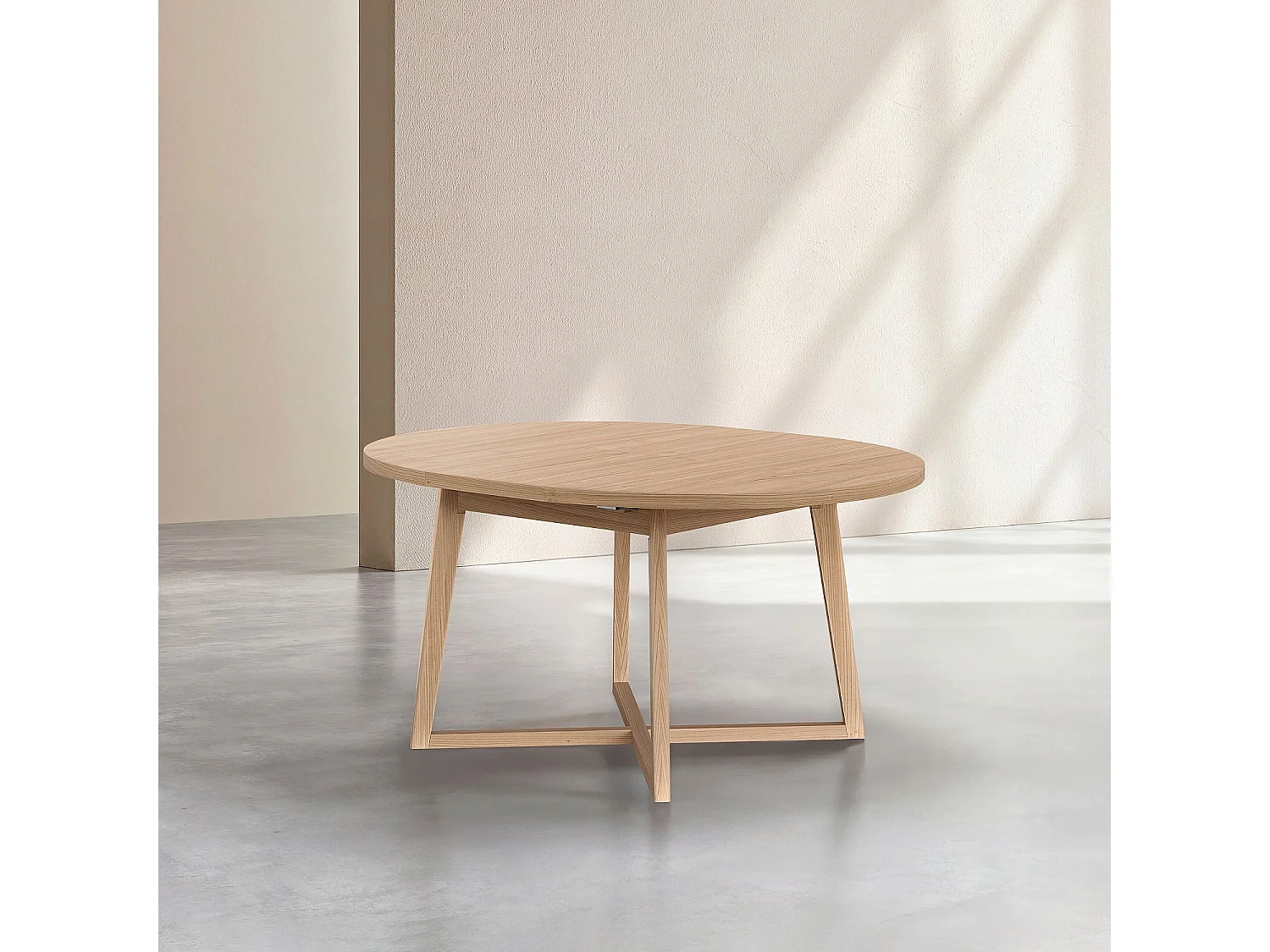 Habitat - Table ronde extensible en chêne - Naturel - Meduno