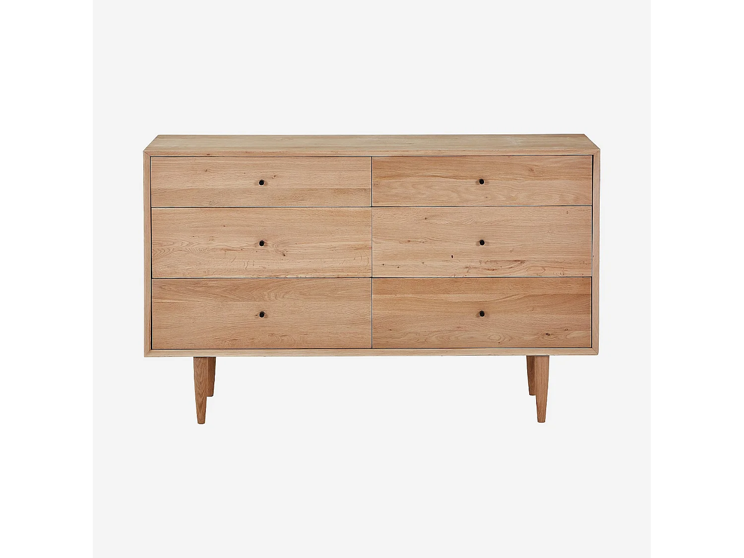 Commode 6 tiroirs en chêne massif - Naturel