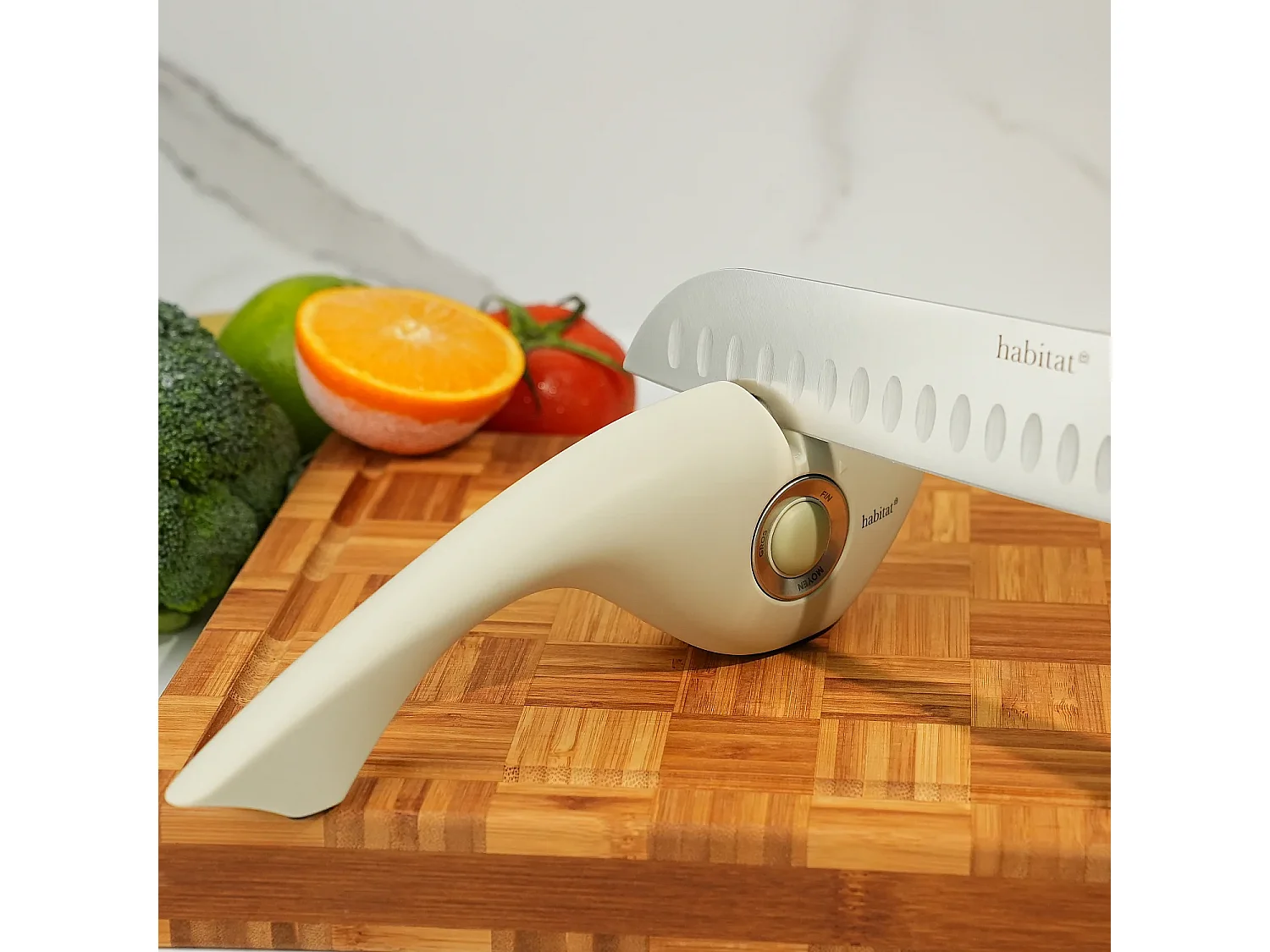 Aiguiseur de couteaux 3 en 1 - Blanc