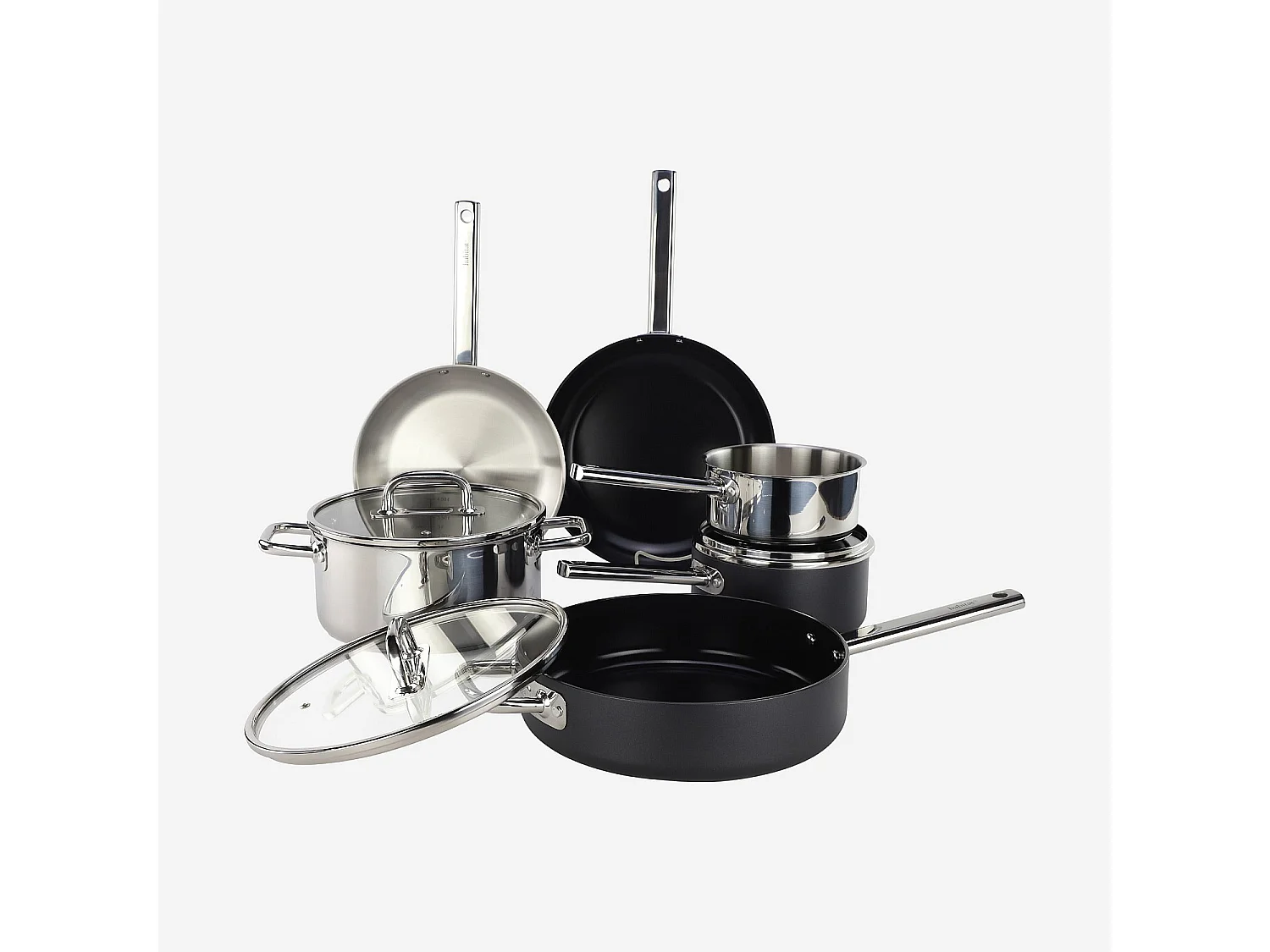 Batterie de cuisine 9 pièces en aluminium et inox tous feux - Noir