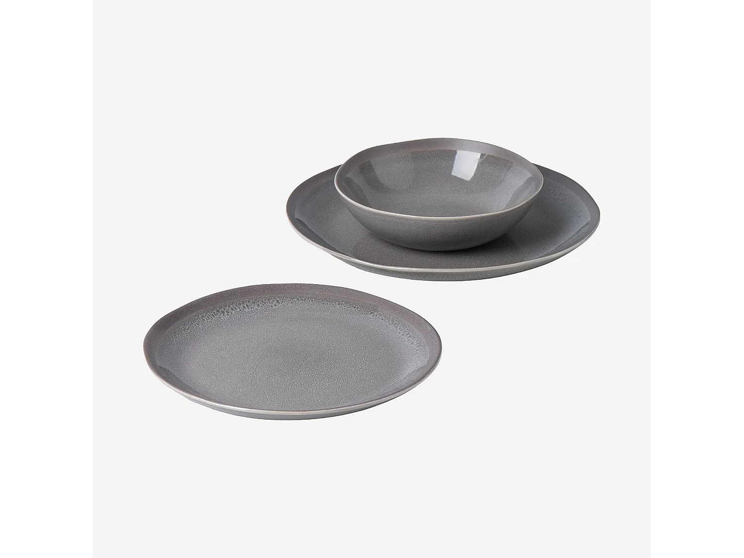 Service de table 18 pièces en grès à émail réactif - Gris