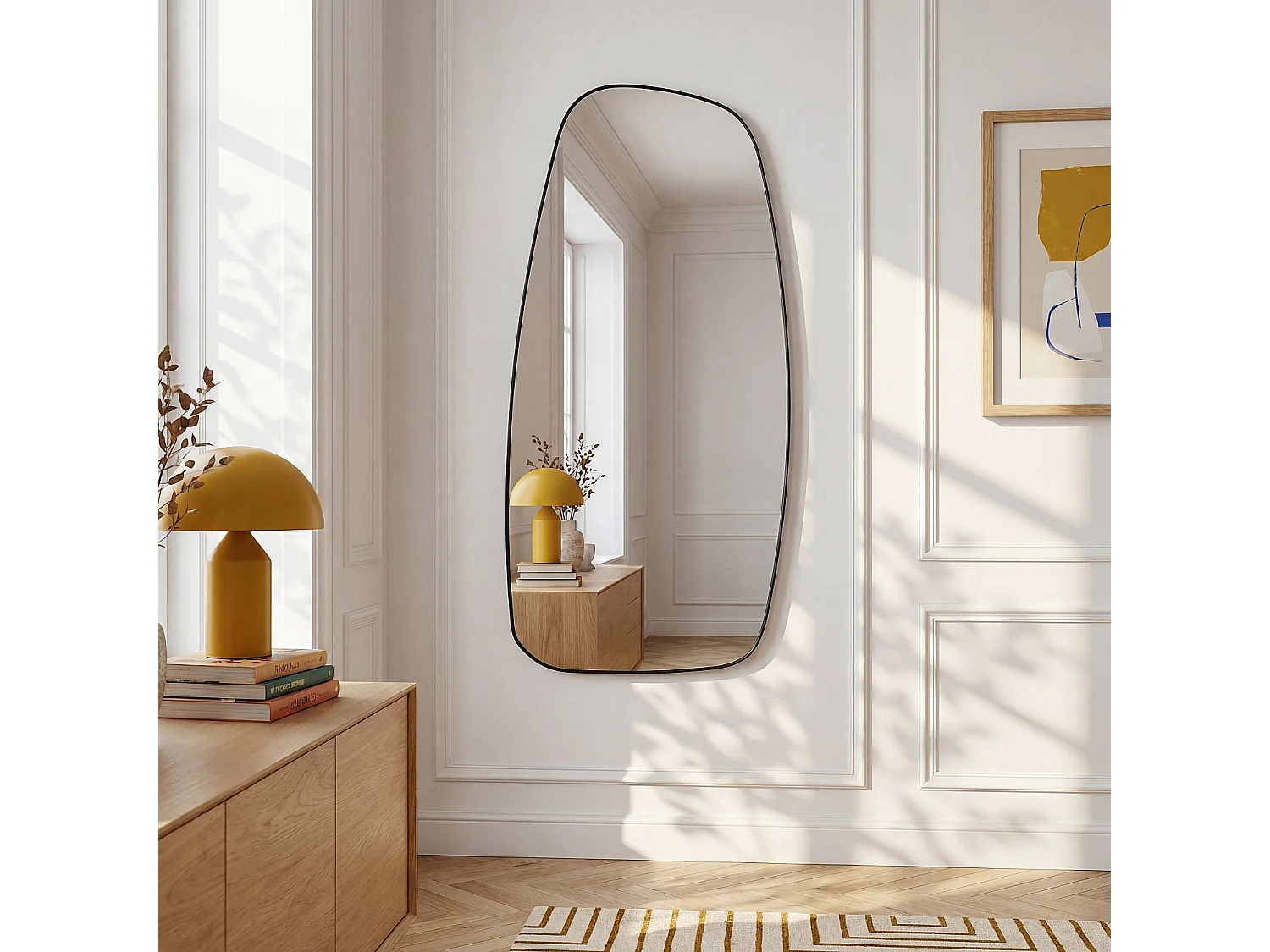Miroir asymétrique en acier inoxydable - 83 x 167 cm - Noir mat