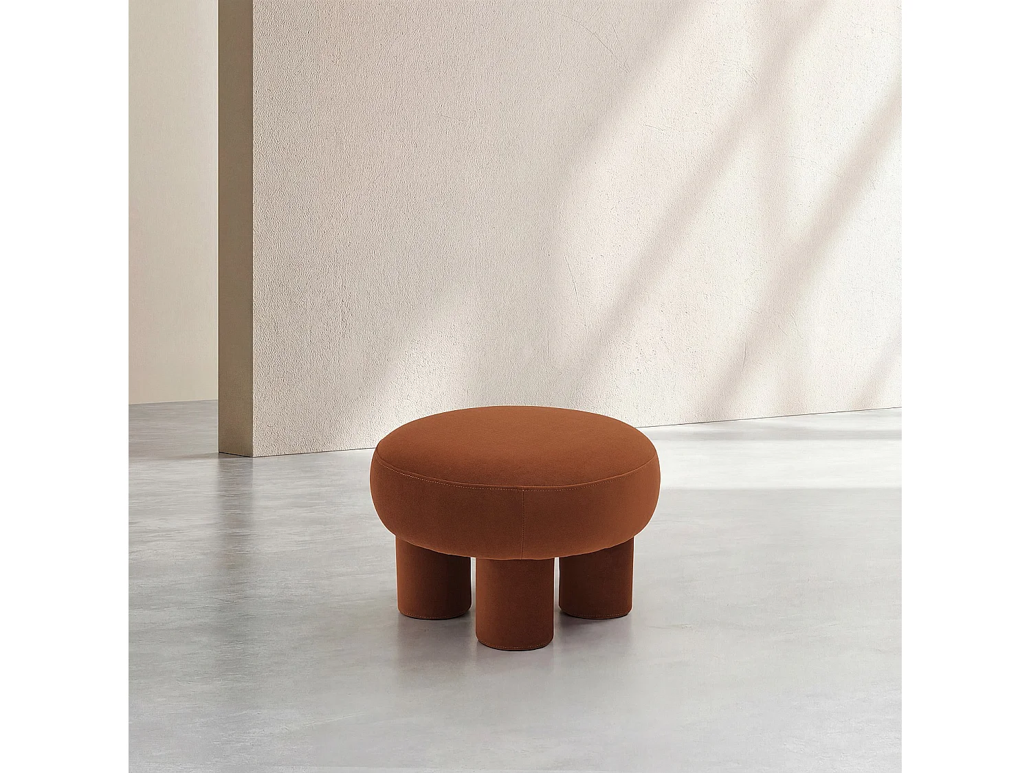 Grand Pouf en tissu velours - Marron cuivré