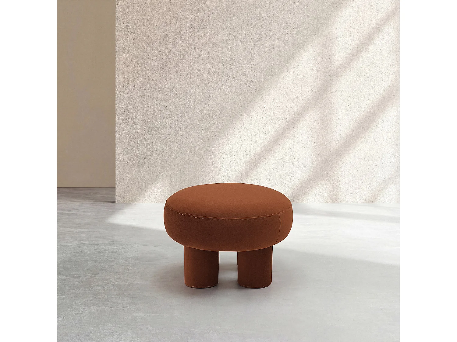Grand Pouf en tissu velours - Marron cuivré