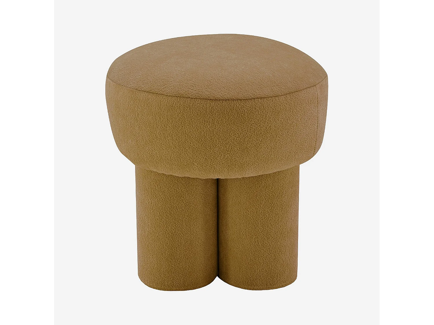 Habitat - Petit pouf en tissu velours texturé - Ocre - Oroli
