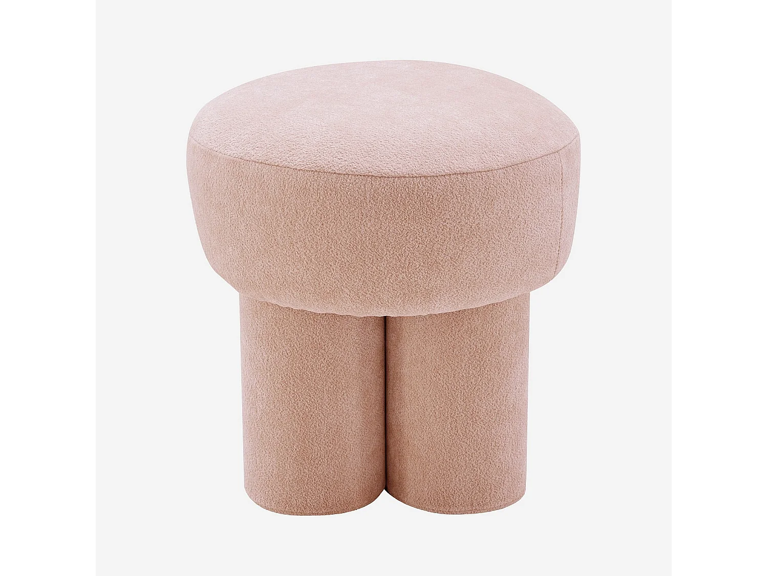 Habitat - Petit pouf en tissu velours texturé - Rose poudré - Oroli