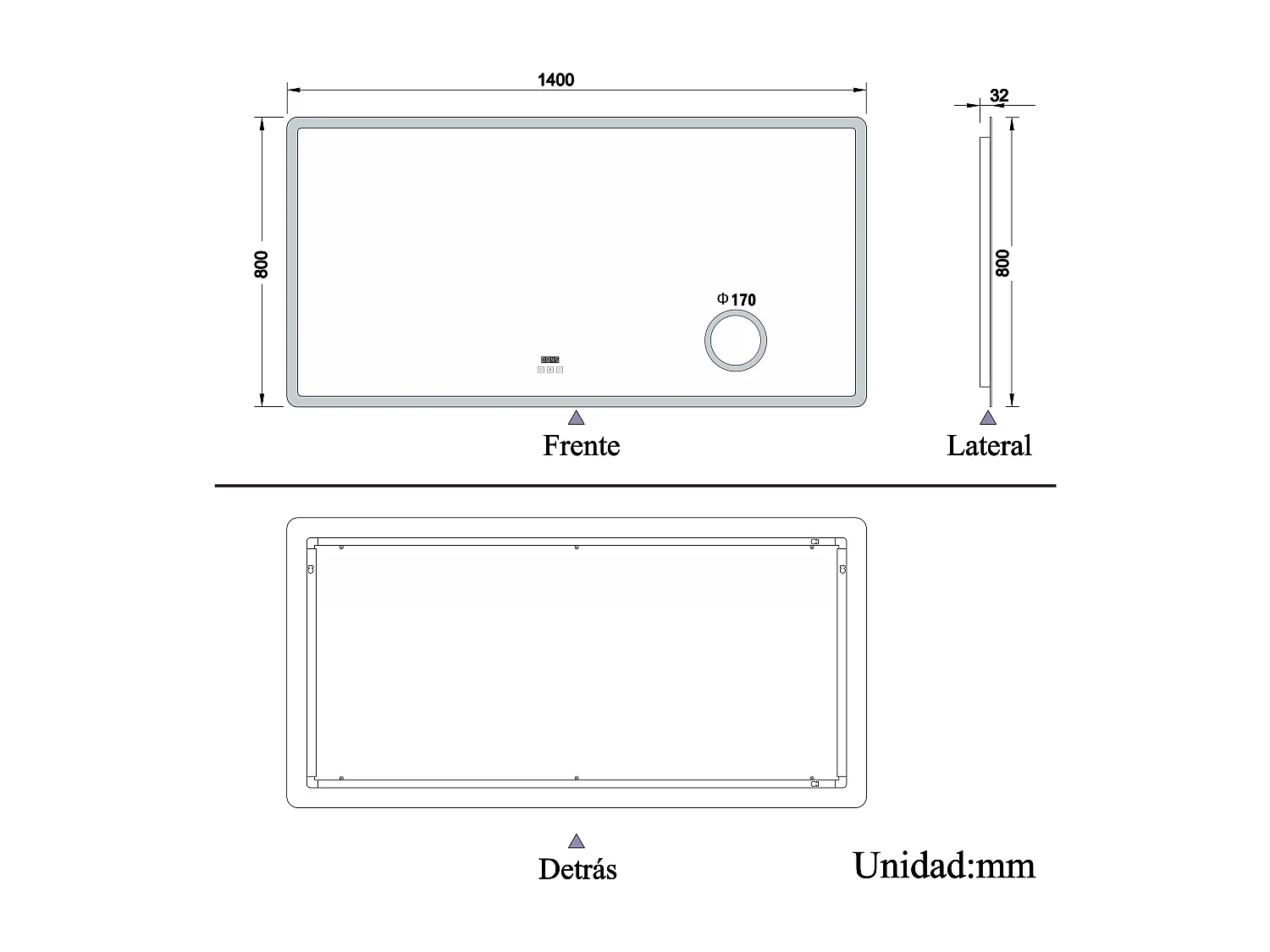 AICA Espelho de Banho Inteligente com LED 3 Cores,Antiembaçante,Bluetooth,Lupa,Brilho Ajustável,Relógio e Função Memória,160x80cm