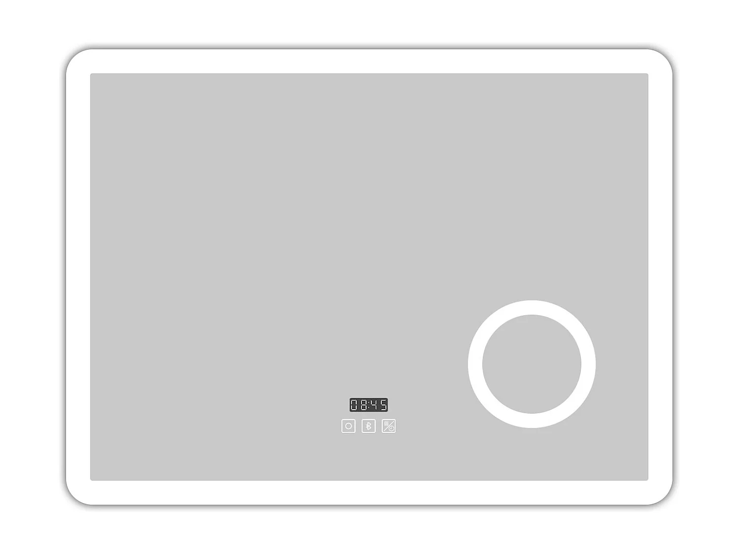 AICA Espelho de Banho Inteligente com LED 3 Cores,Antiembaçante,Bluetooth,Lupa,Brilho Ajustável,Relógio e Função Memória,80x60cm