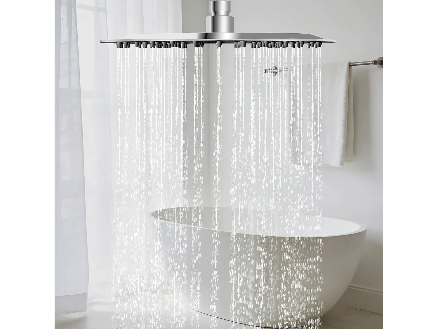 AICA Douche de tête ronde 20 cm, Filtage universel 1/2, Aicer inoxydable, Buses en silicone anticalcaire, Chrome