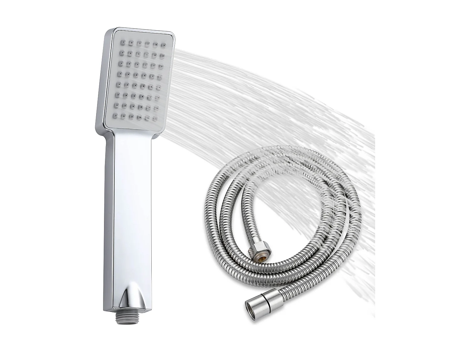 AICA Pommeau de douche avec tuyau de douche 1.5m pour salle de bain, chrome