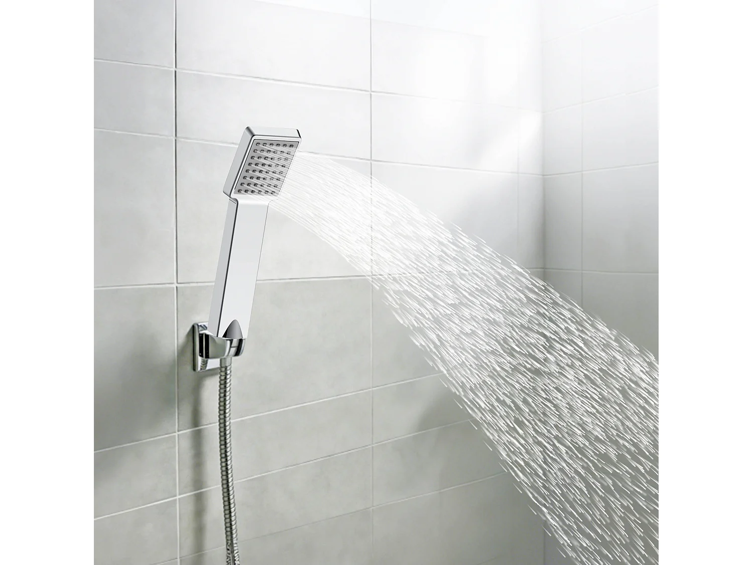 AICA Pommeau de douche avec tuyau de douche 1.5m pour salle de bain, chrome