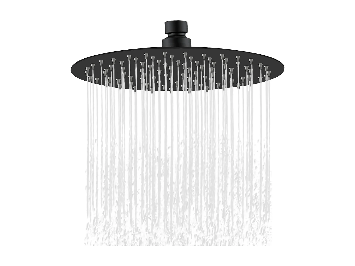 AICA Douche de tête ronde 20 cm, Filtage universel 1/2, Aicer inoxydable, Buses en silicone anticalcaire, Noir