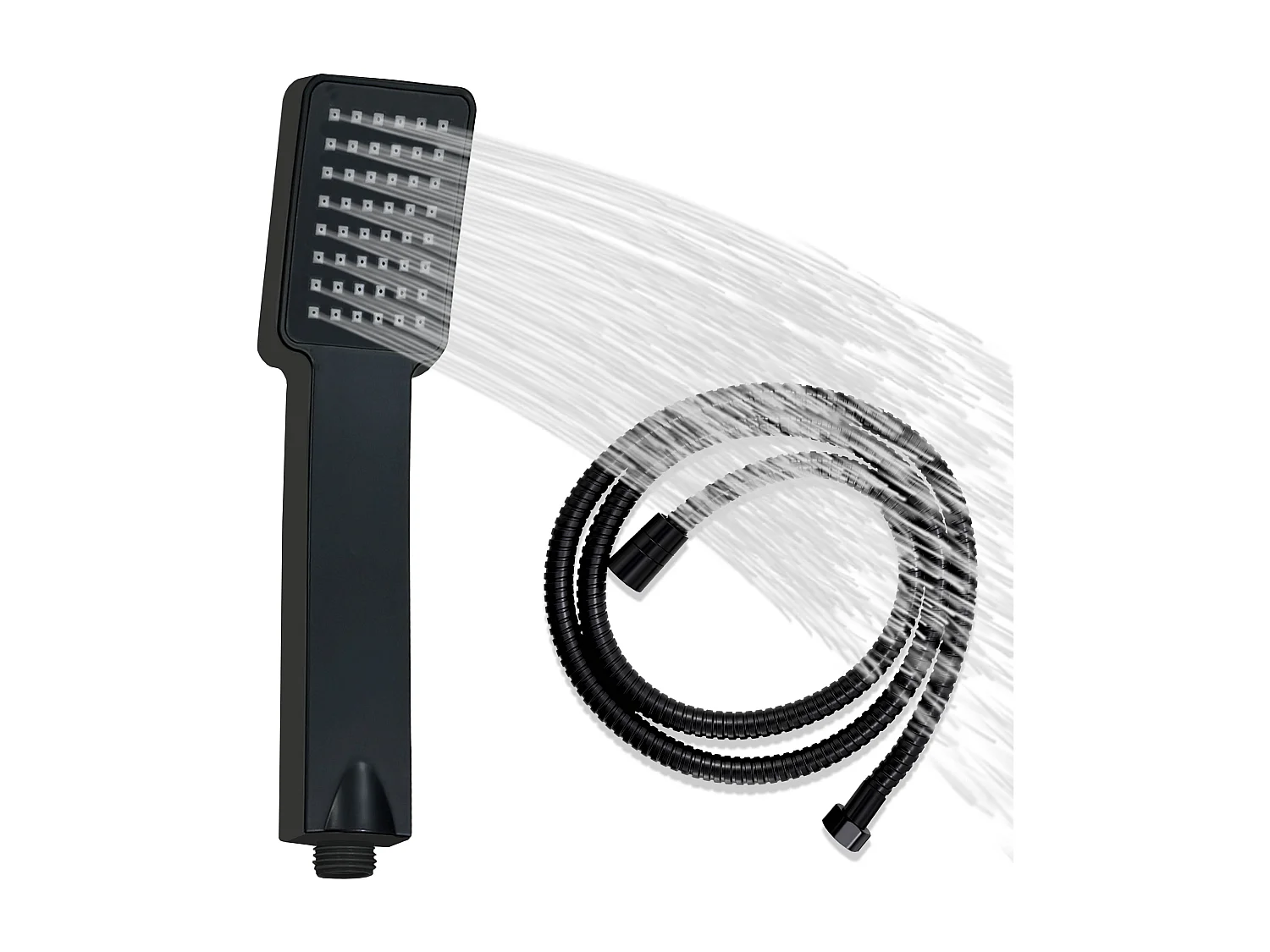 AICA Pommeau de douche avec tuyau de douche 1.5m pour salle de bain, noir