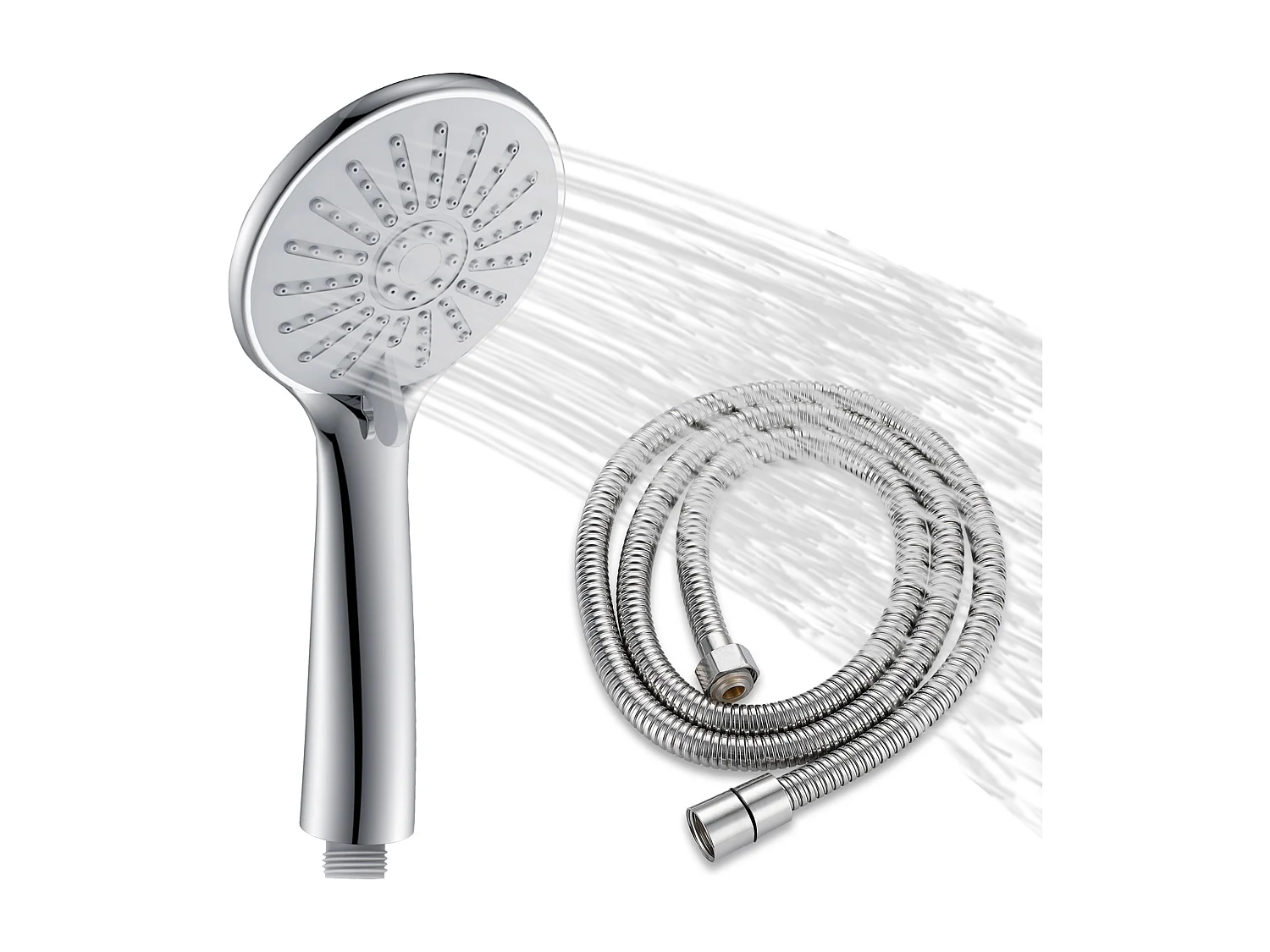 AICA Pommeau de douche 3 jets avec tuyau de douche 1.5m pour salle de bain, chrome