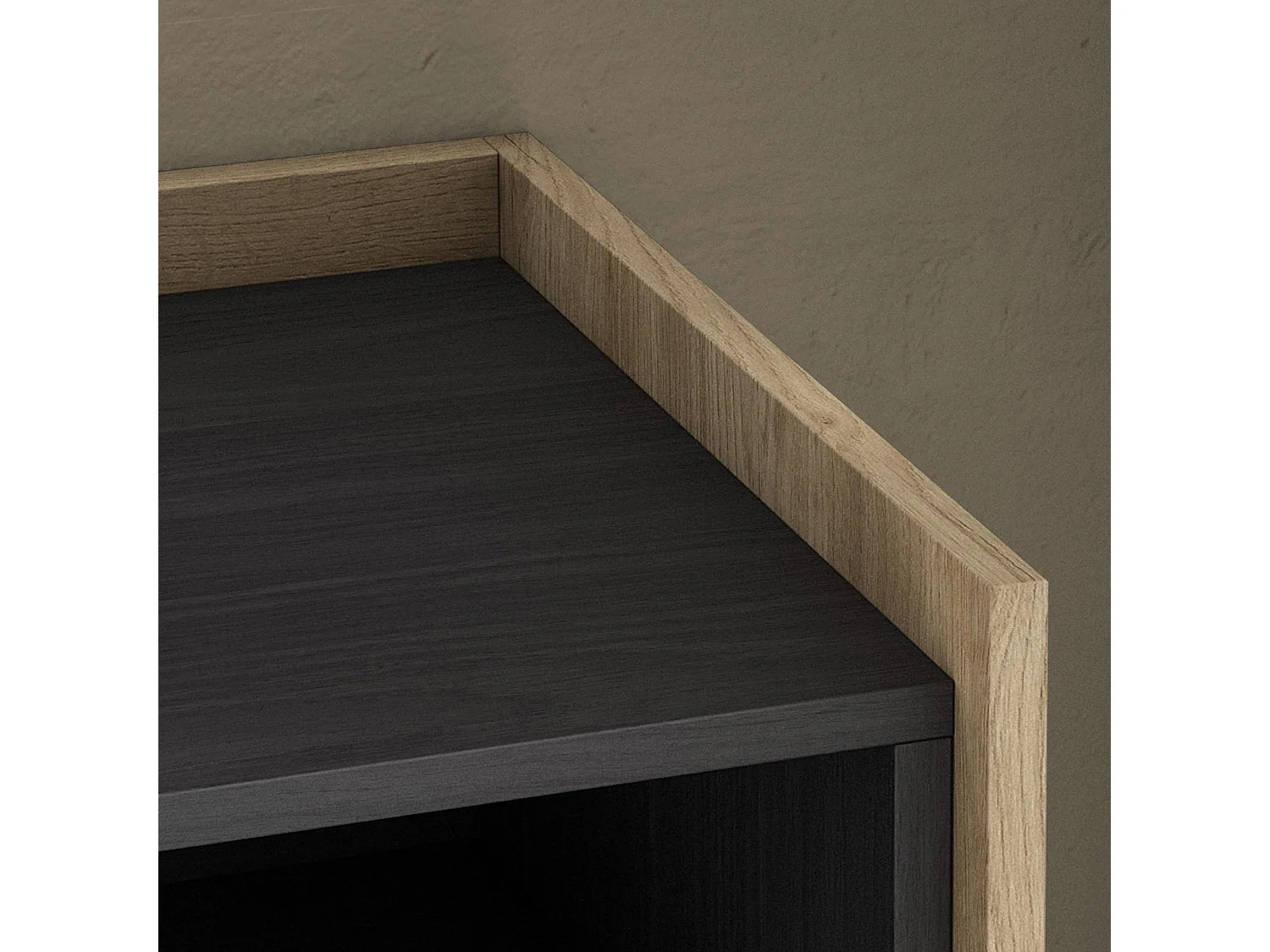 Credenza, Mobile, Cucina, 207x80x37 cm, 4 Porte, Camino elettrico, LED, Nero e rovere