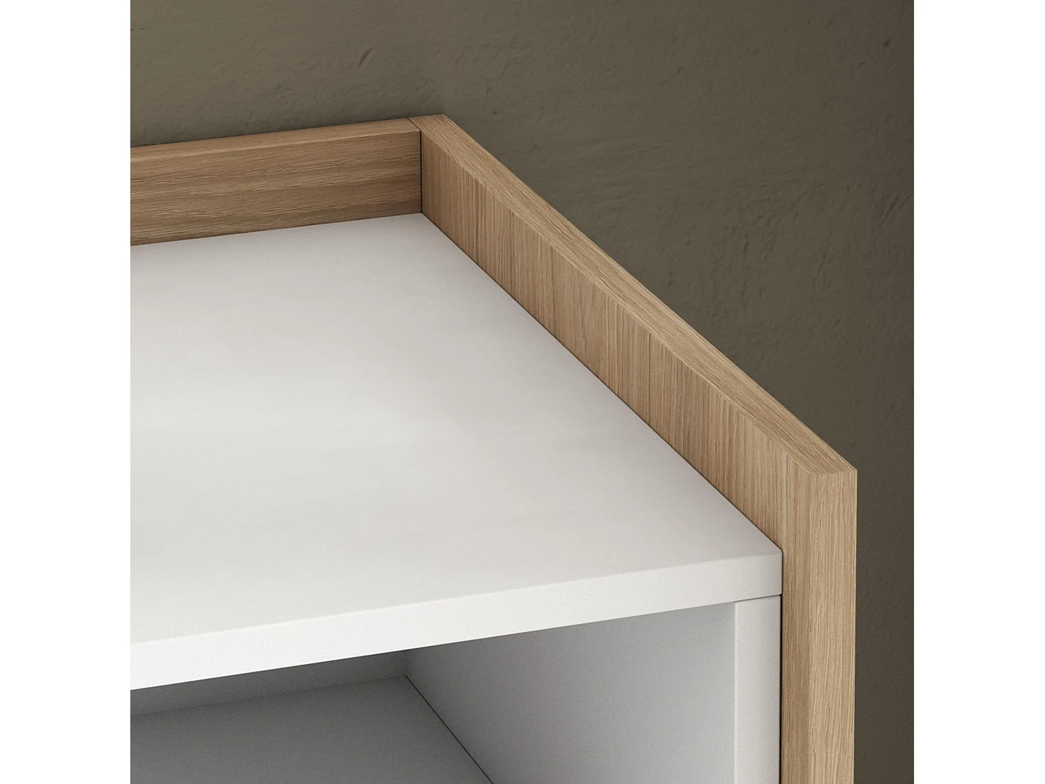 Credenza, Mobile, Cucina, 207x80x37 cm, 4 Porte, LED, Bianco e Rovere soft