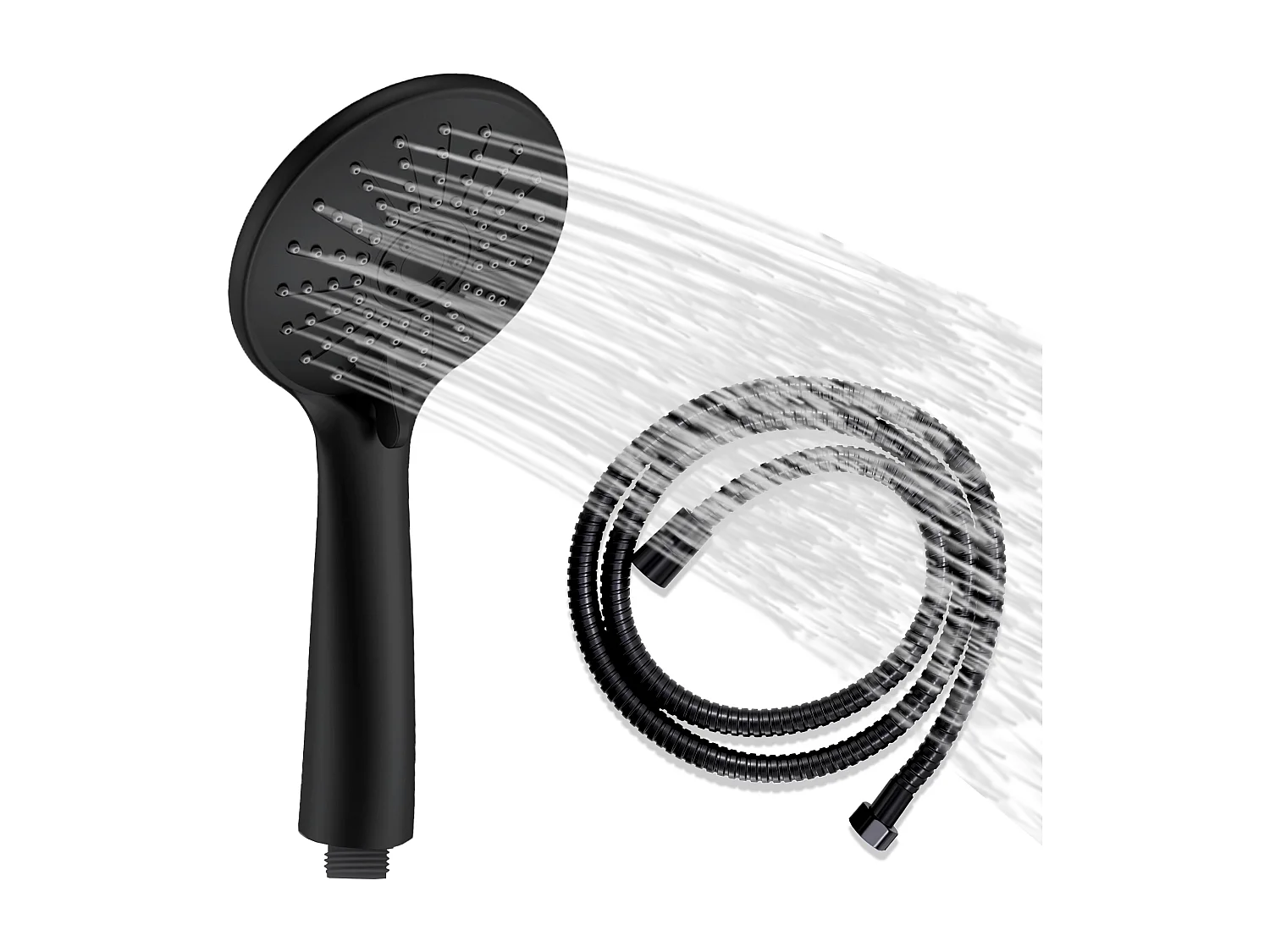 AICA Pommeau de douche 3 jets avec tuyau de douche 1.5m pour salle de bain, noir