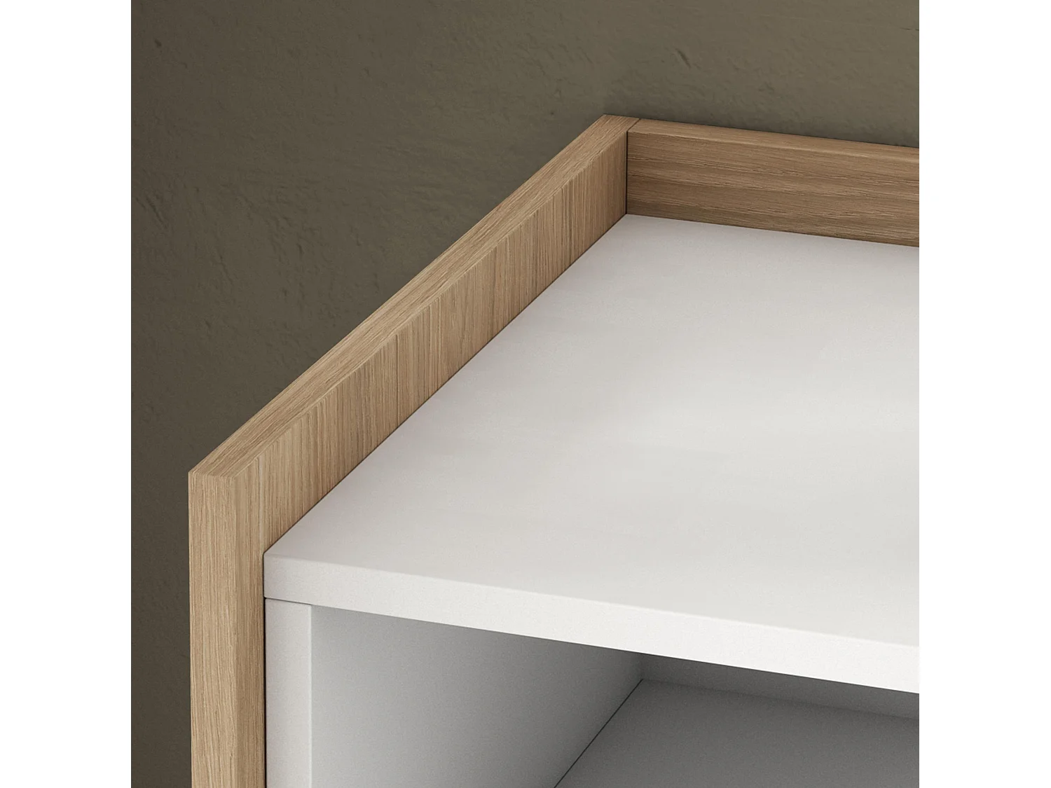 Credenza, Mobile, Cucina, 156x80x37 cm, 3 Porte, Camino elettrico, LED, Bianco e Rovere soft