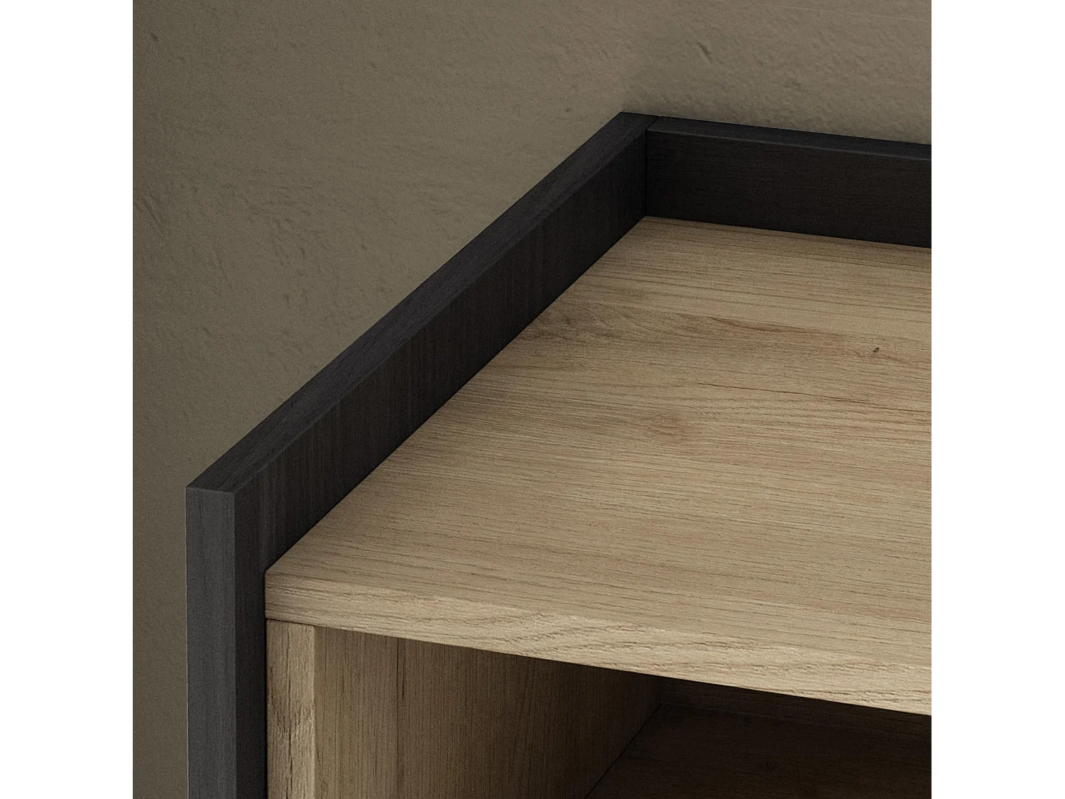 Credenza, Mobile, Cucina, 207x80x37 cm, 4 Porte, LED, Rovere e nero