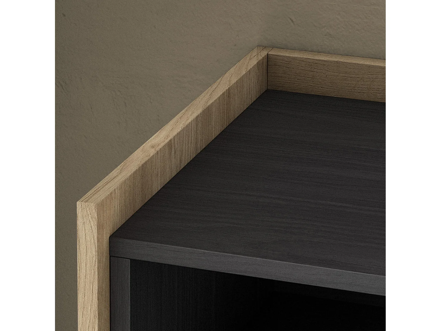 Credenza, Mobile, Cucina, 156x80x37 cm, 3 Porte, LED, Nero e rovere