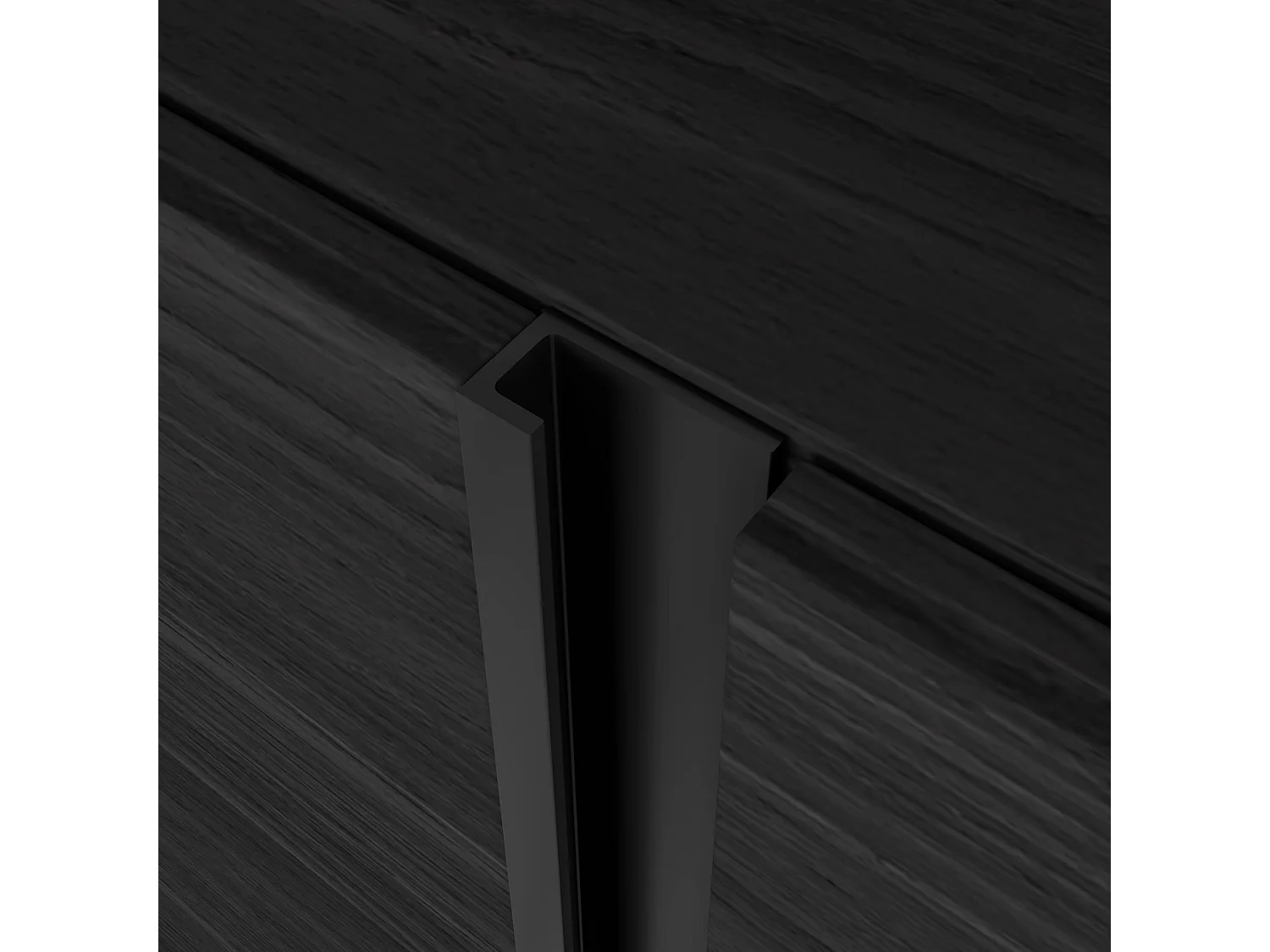 TV-Meubel, Lowboard, 315x50x35 cm, Voor tv's tot 80", Elektrische haard XXL, Hangend, Zwart/Eiken