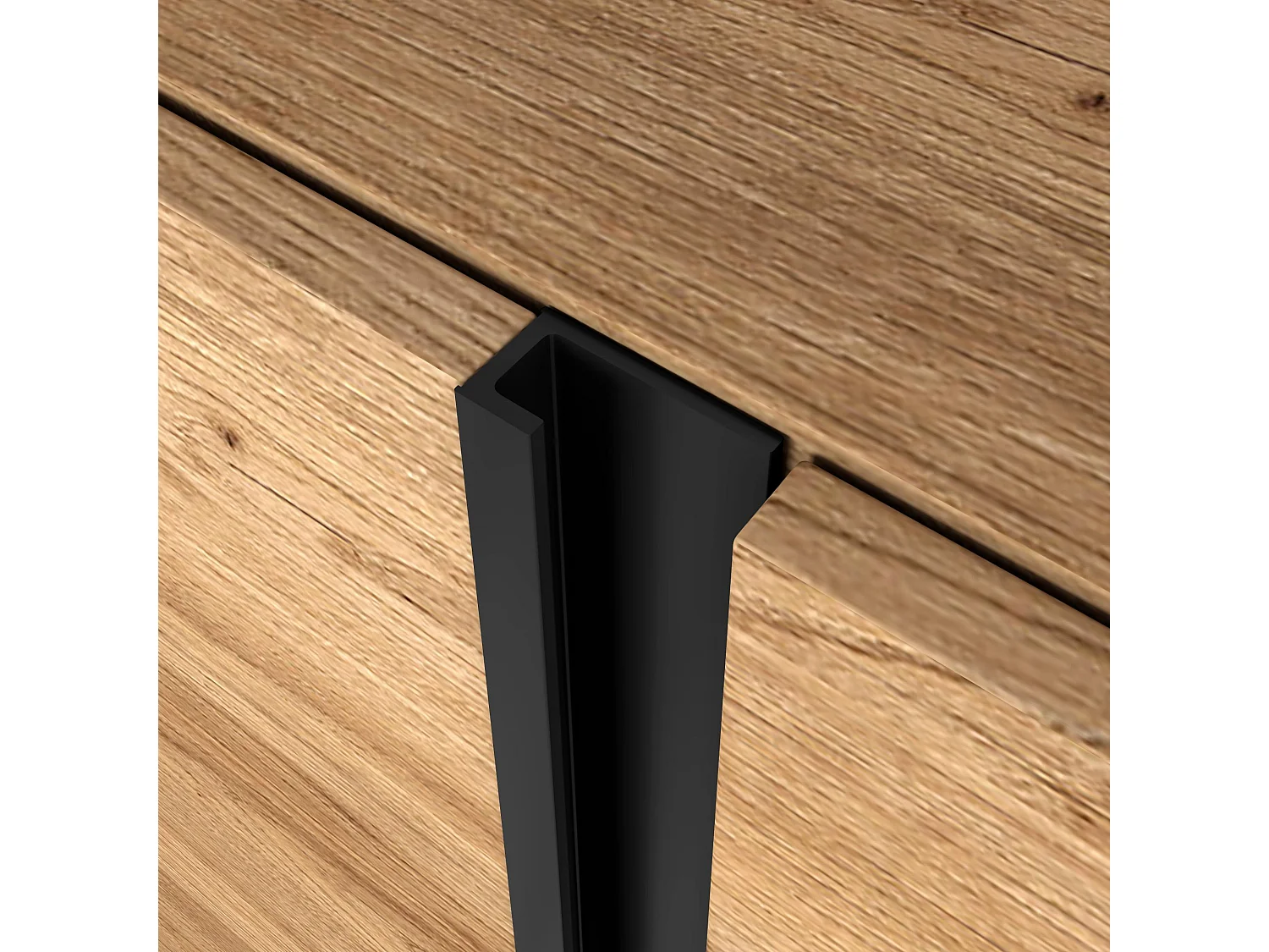 TV-Meubel, Lowboard, 315x61x35 cm, Voor tv's tot 80", Elektrische haard XXL, Industrieel design, LED, Eiken/Zwart