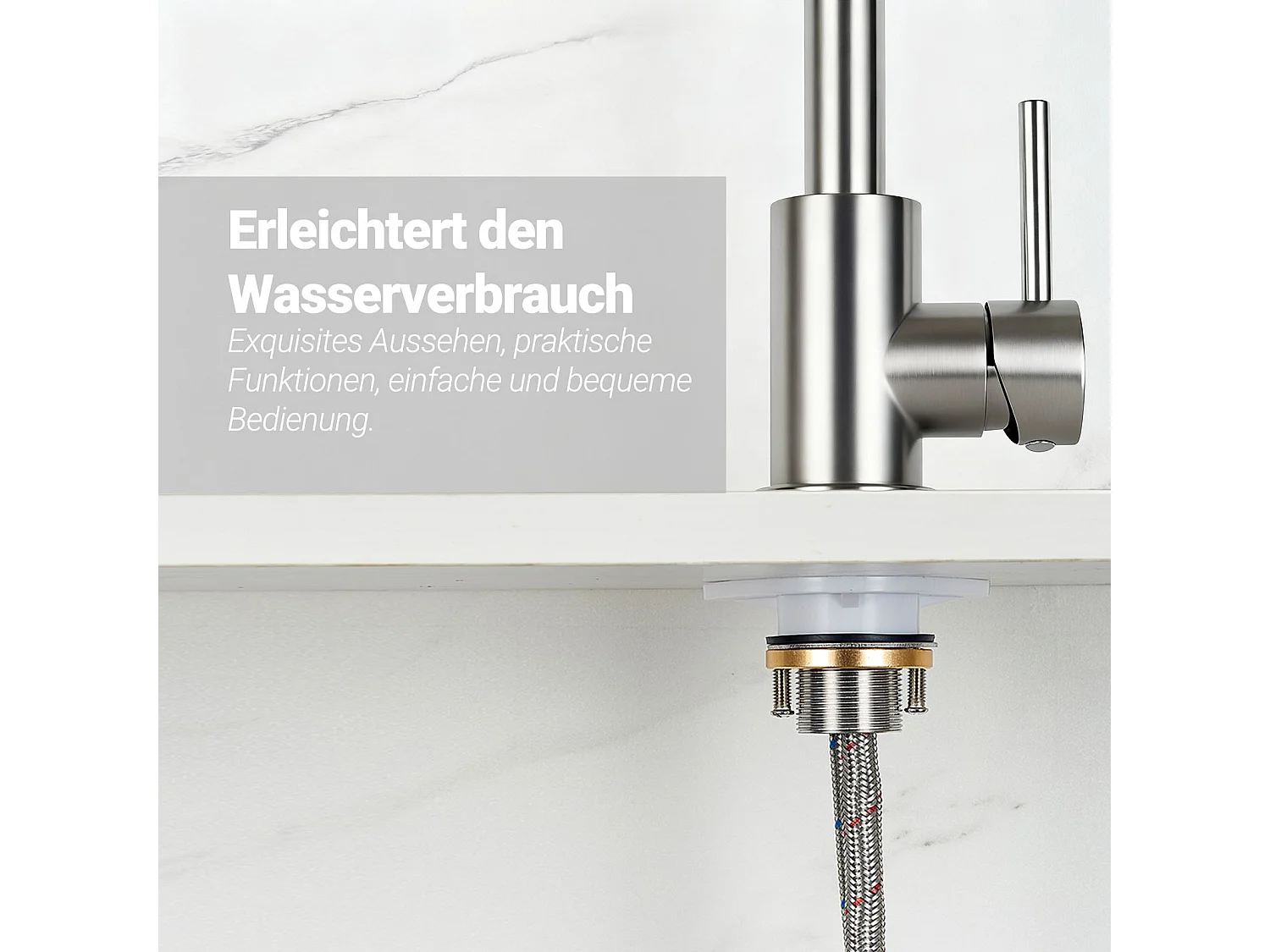 Robinet de Cuisine Brossé Économe en Eau Rotatif à 360°, Design Résistant à la Haute Pression Fabriqué en Acier Inoxydable 304