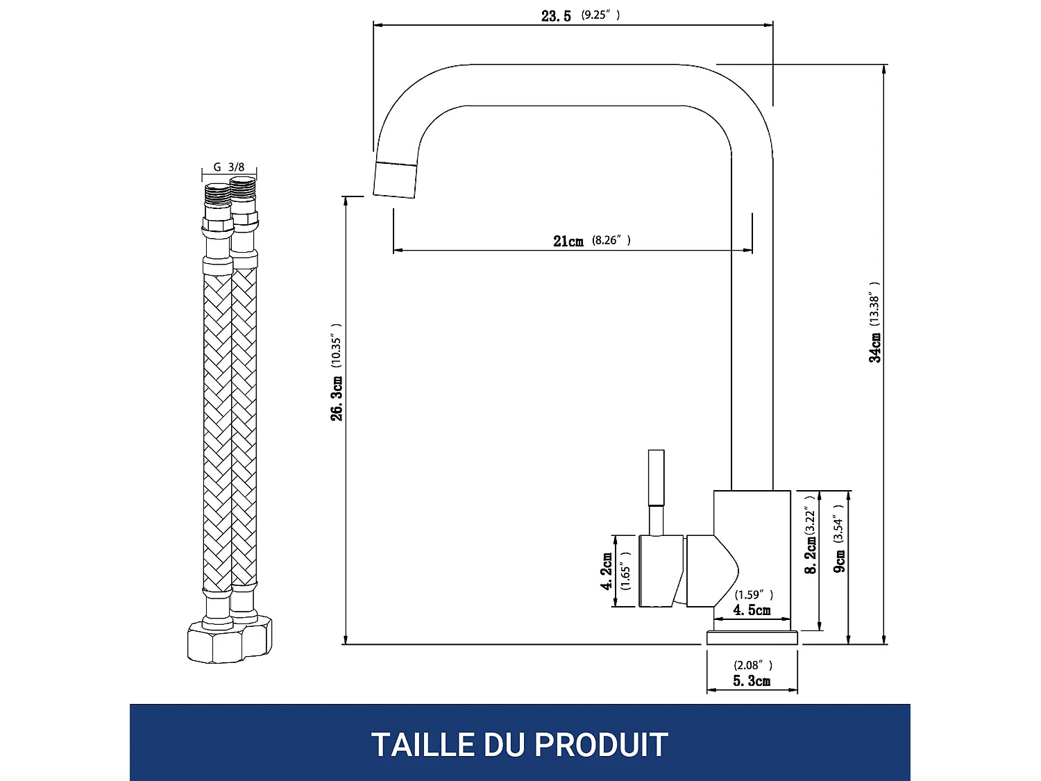 Robinet de Cuisine Brossé Économe en Eau Rotatif à 360°, Design Résistant à la Haute Pression Fabriqué en Acier Inoxydable 304