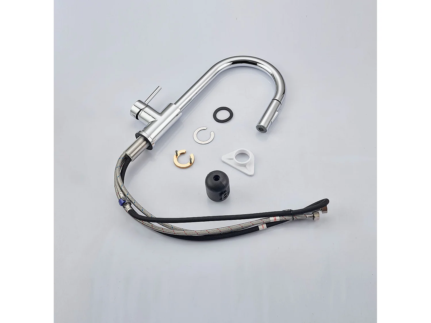 Robinet de Cuisine à Douche Colonne 2 Modes Débit Eau Extractible 360° Rotatif Monocommande Finition Chromée