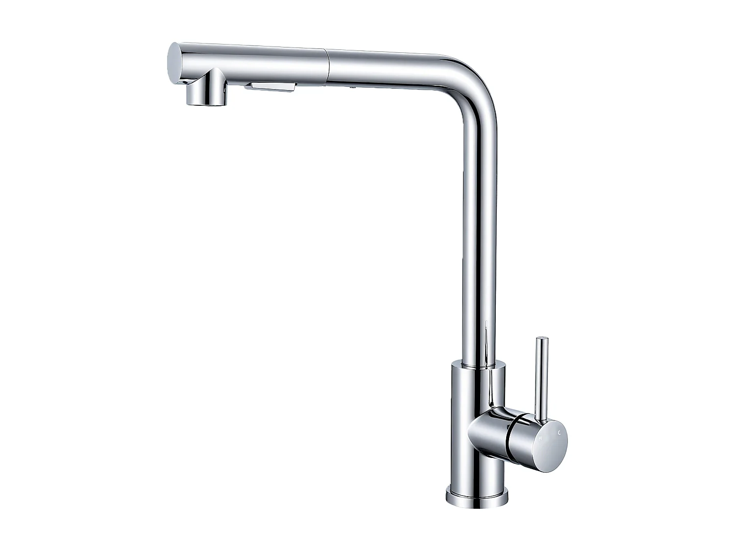 Robinet de Cuisine Haute Pression 304 Inox Douche Extractible 360° 2 Fonctions Spray Finition Chromée