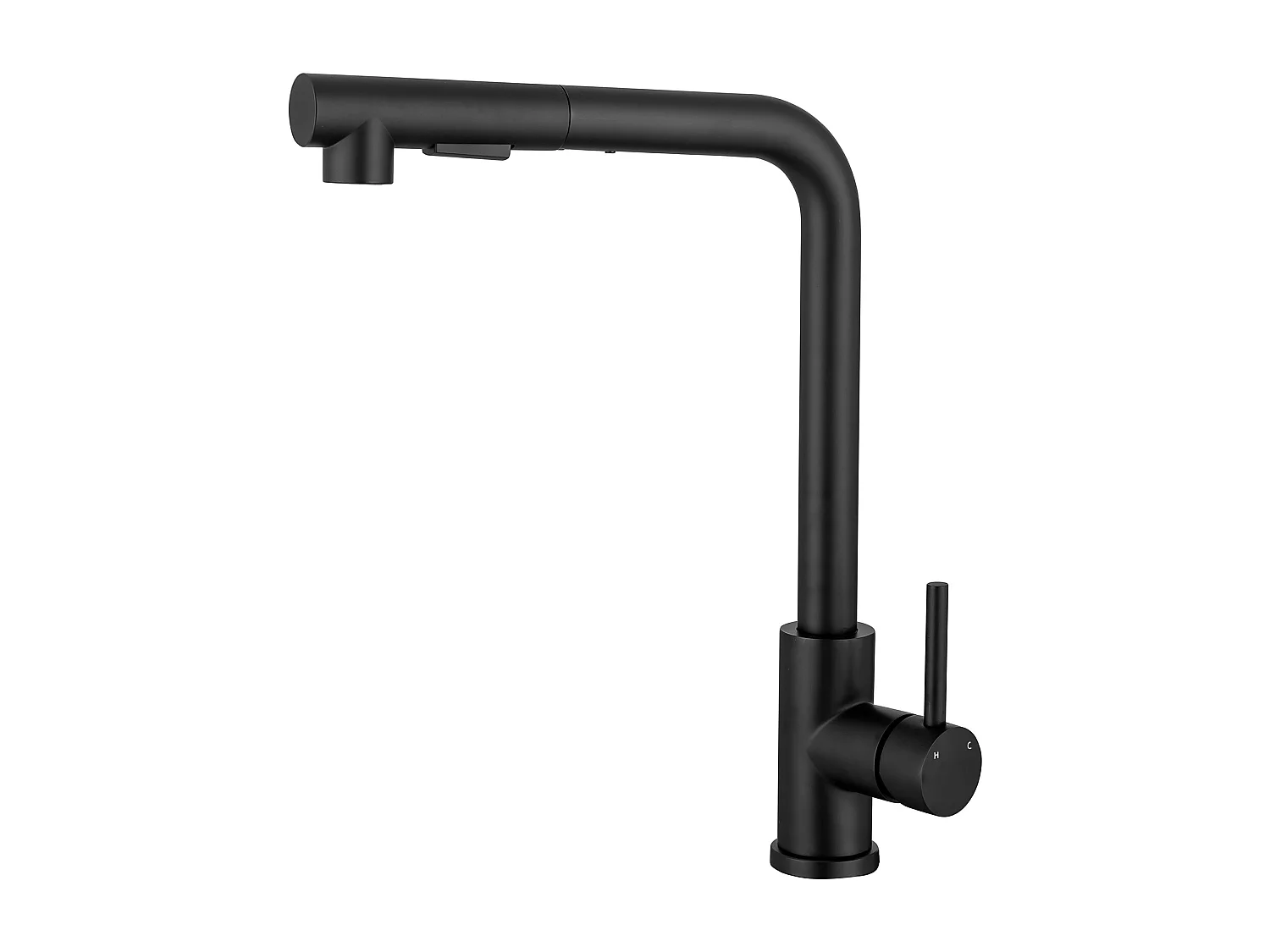 Robinet de Cuisine Haute Pression 304 Inox Douche Extractible 360° 2 Fonctions Spray Finition Noire Mate
