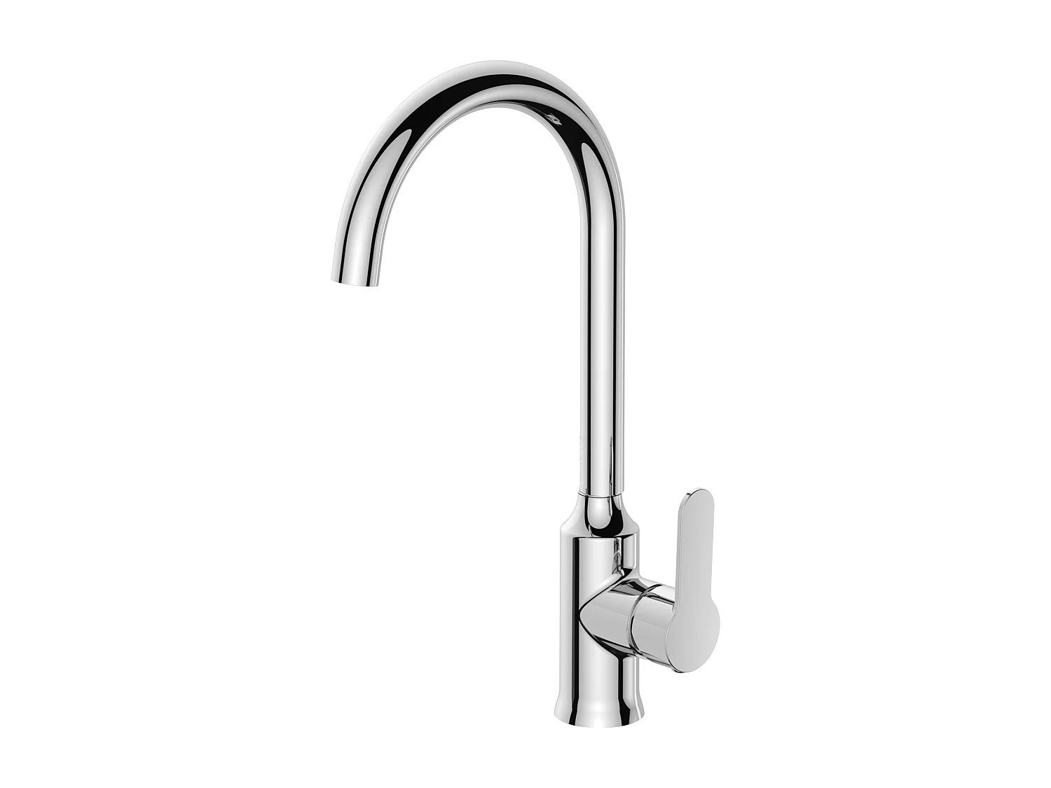 Robinet de cuisine en zinc alliage avec âme en laiton, mitigeur monocommande chromé, bec haut
